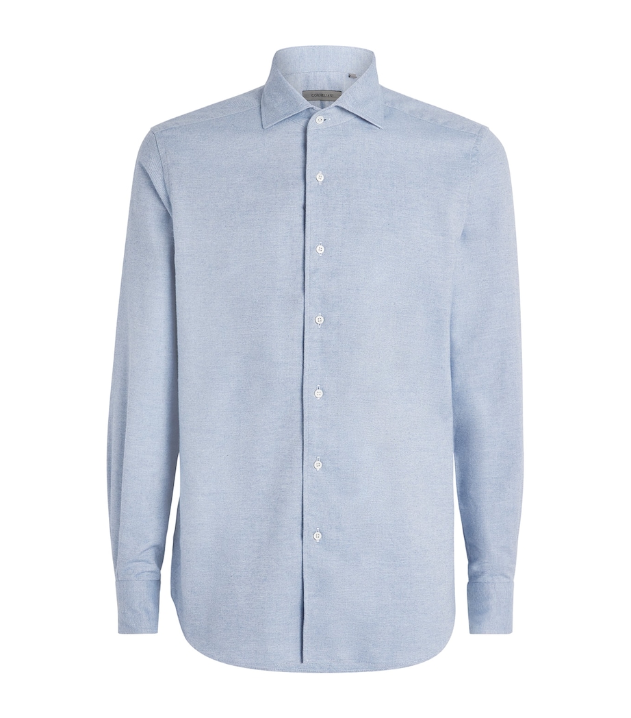 Corneliani Mens Cotton-Cashmere Shirt Drk Ceruole Ble Image 1