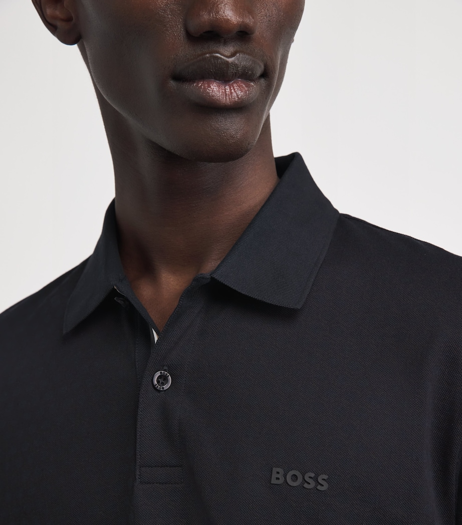 BOSS Mens Pima Cotton Logo Polo Shirt Dark Image 3