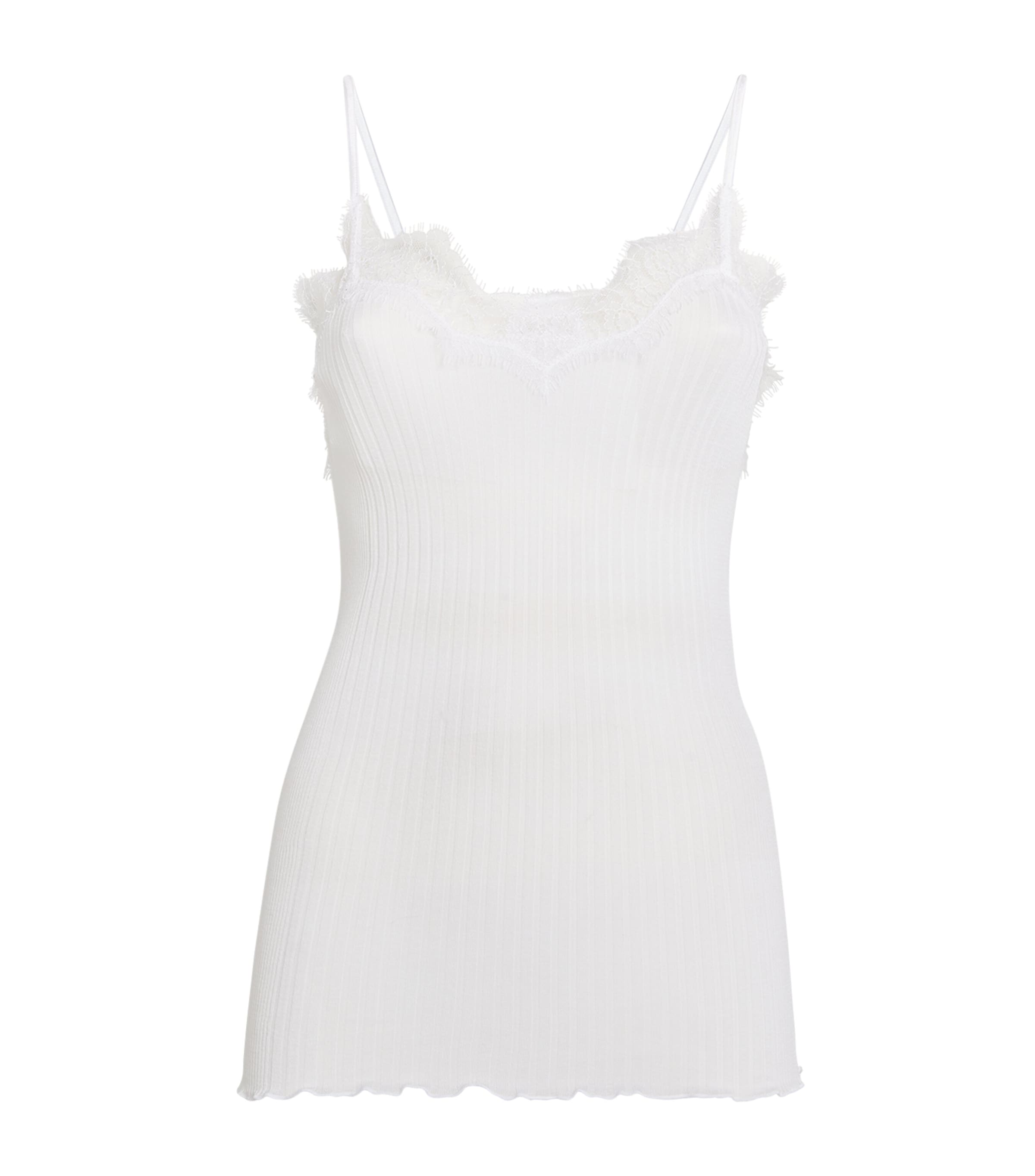 Zimmerli Ribbed Spaghetti Strap Top In White