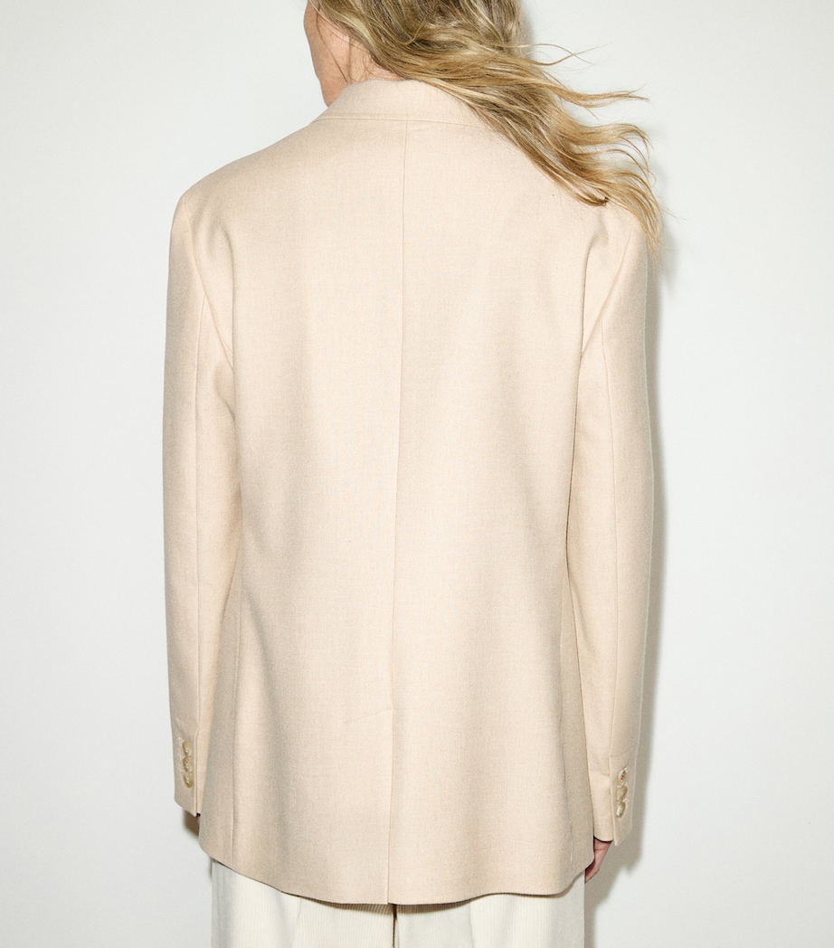 MAX&Co. Womens Virgin Wool-Blend Blazer Beige Image 3