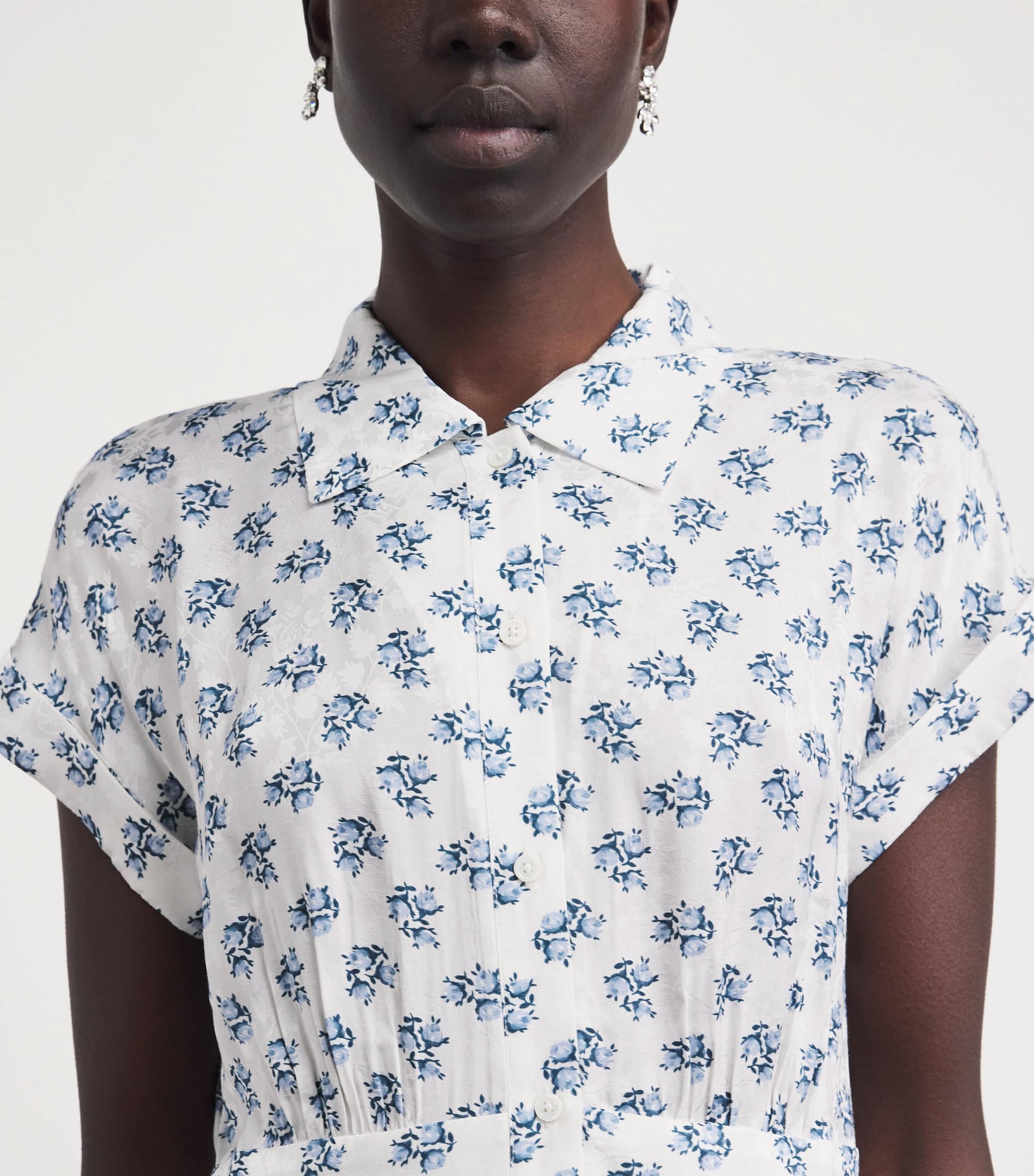 Maje Womens Floral Mini Dress Blue Small Flowers Image 3