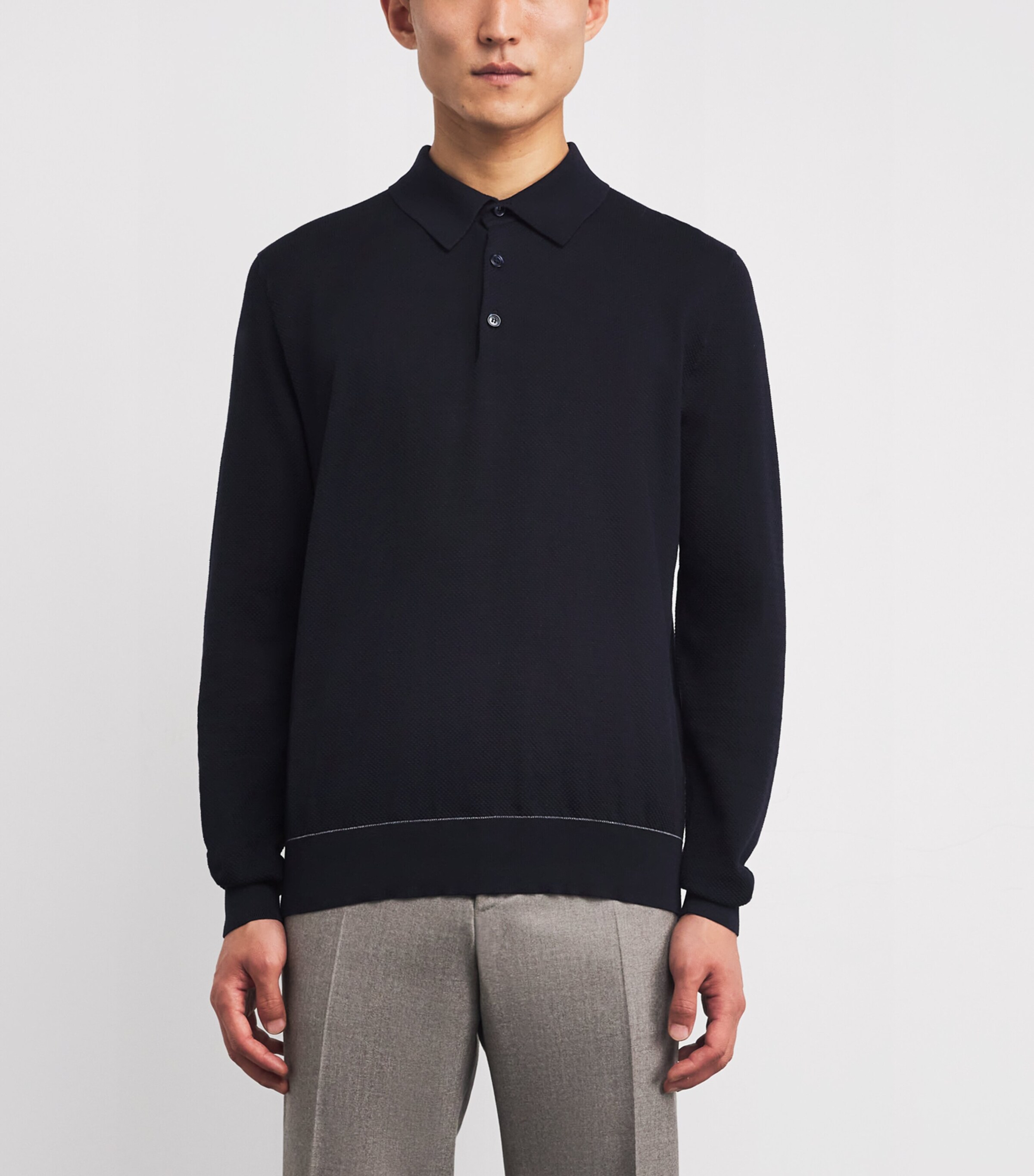 Cotton Contrast-Stitch Polo Shirt 4112 Image 3