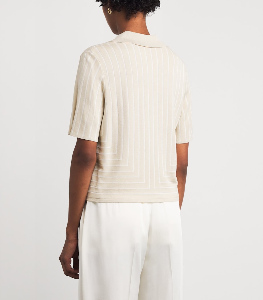 Silk-Cotton-Blend Geometric Jacquard Polo Shirt AFFOGATO/IVORY Image 4