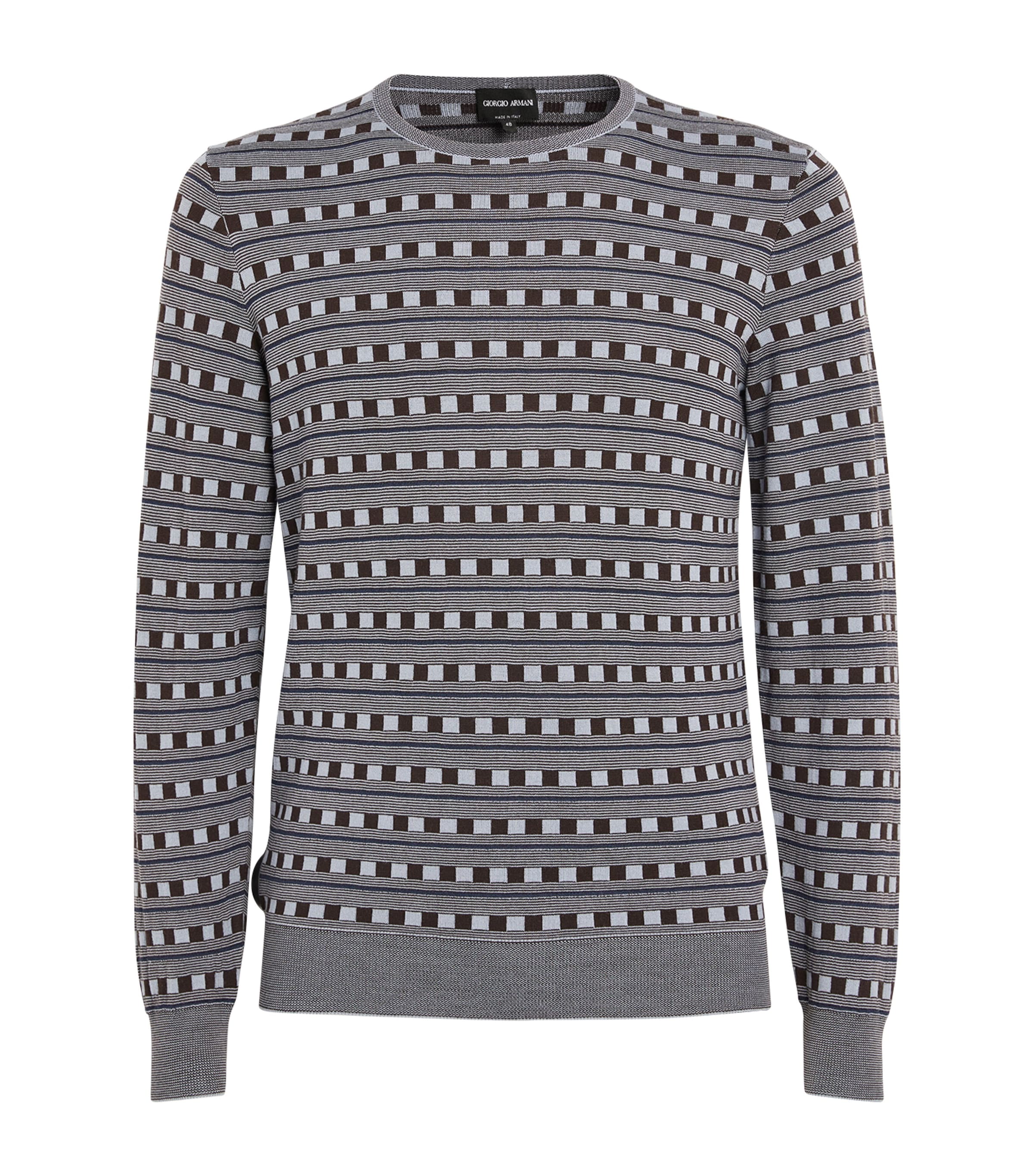 Shop Giorgio Armani Wool-blend Geometric Sweater In Brown