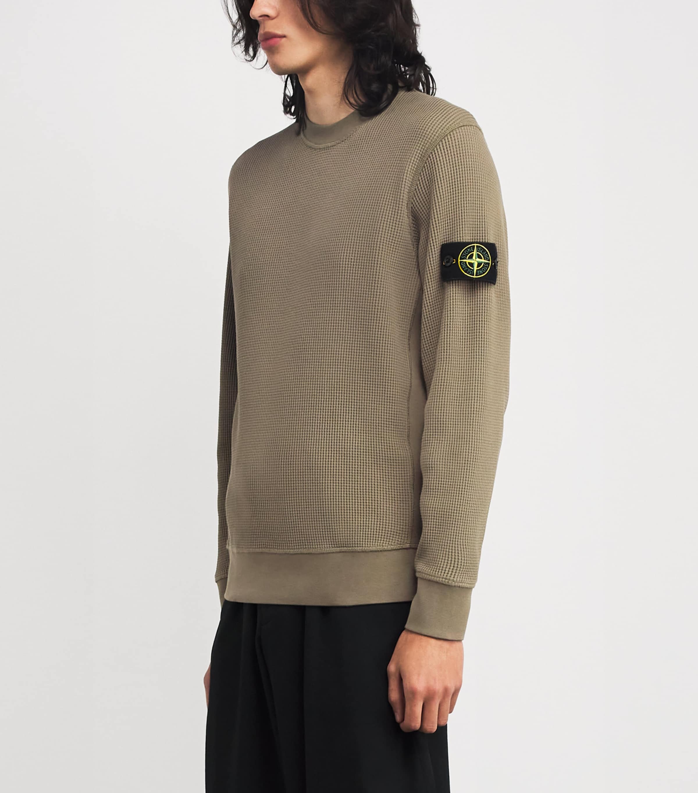 Cotton Waffle-Knit Sweater V005G Image 3