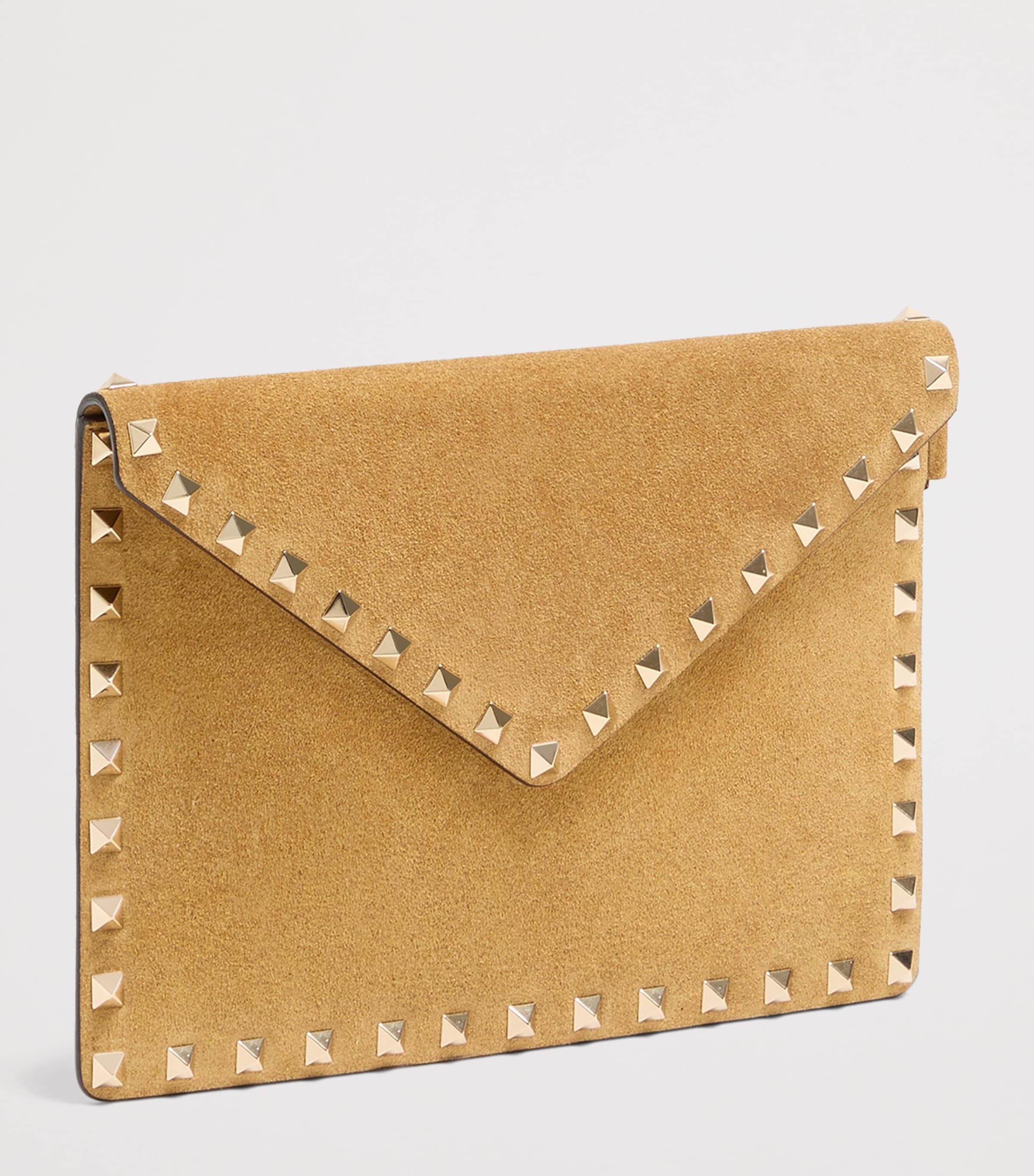 Valentino Garavani Suede Rockstud Clutch Bag Rdx Image 3
