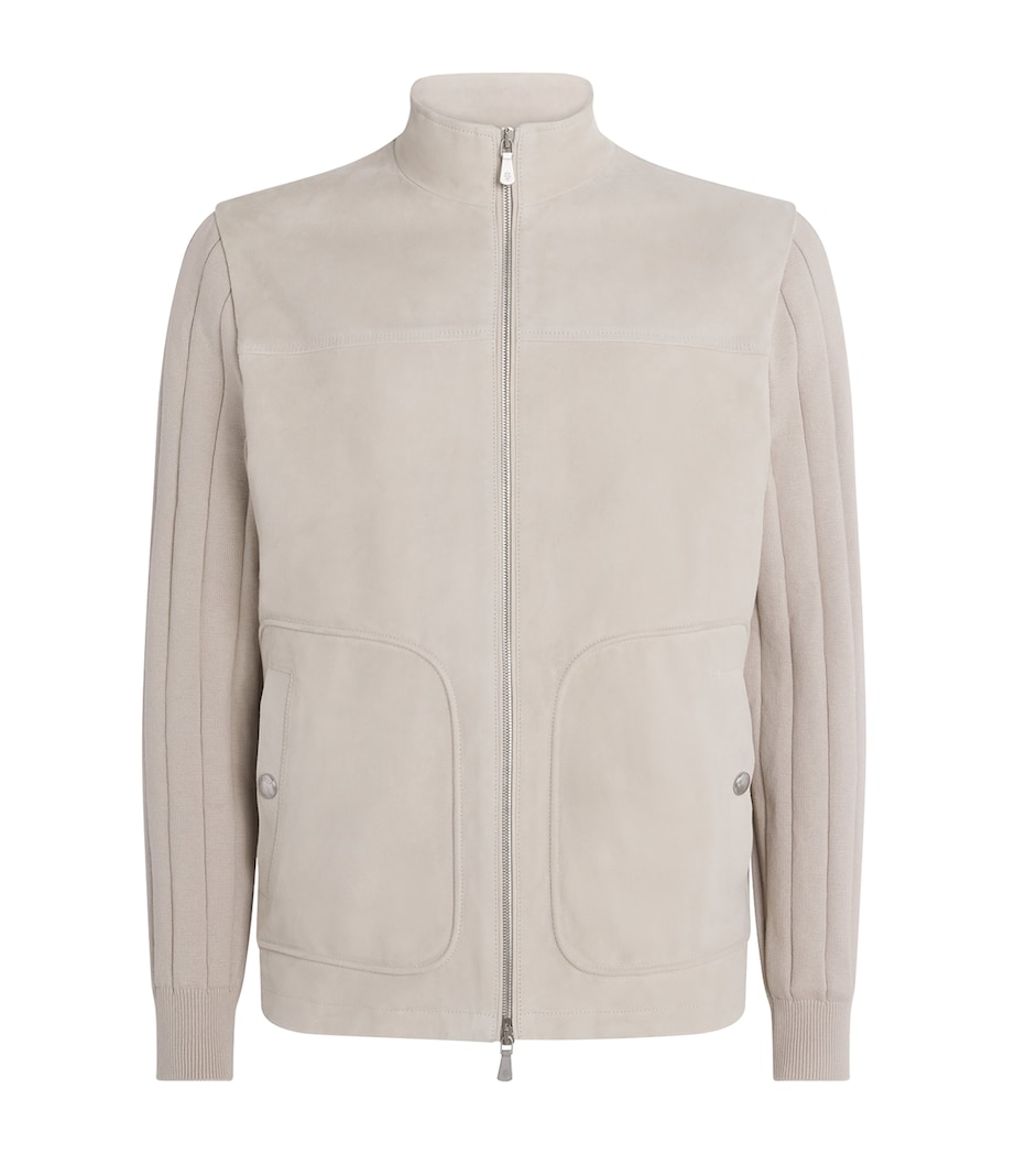 Eleventy Mens Suede Bomber Jacket Sabbia E Sabbia Image 1