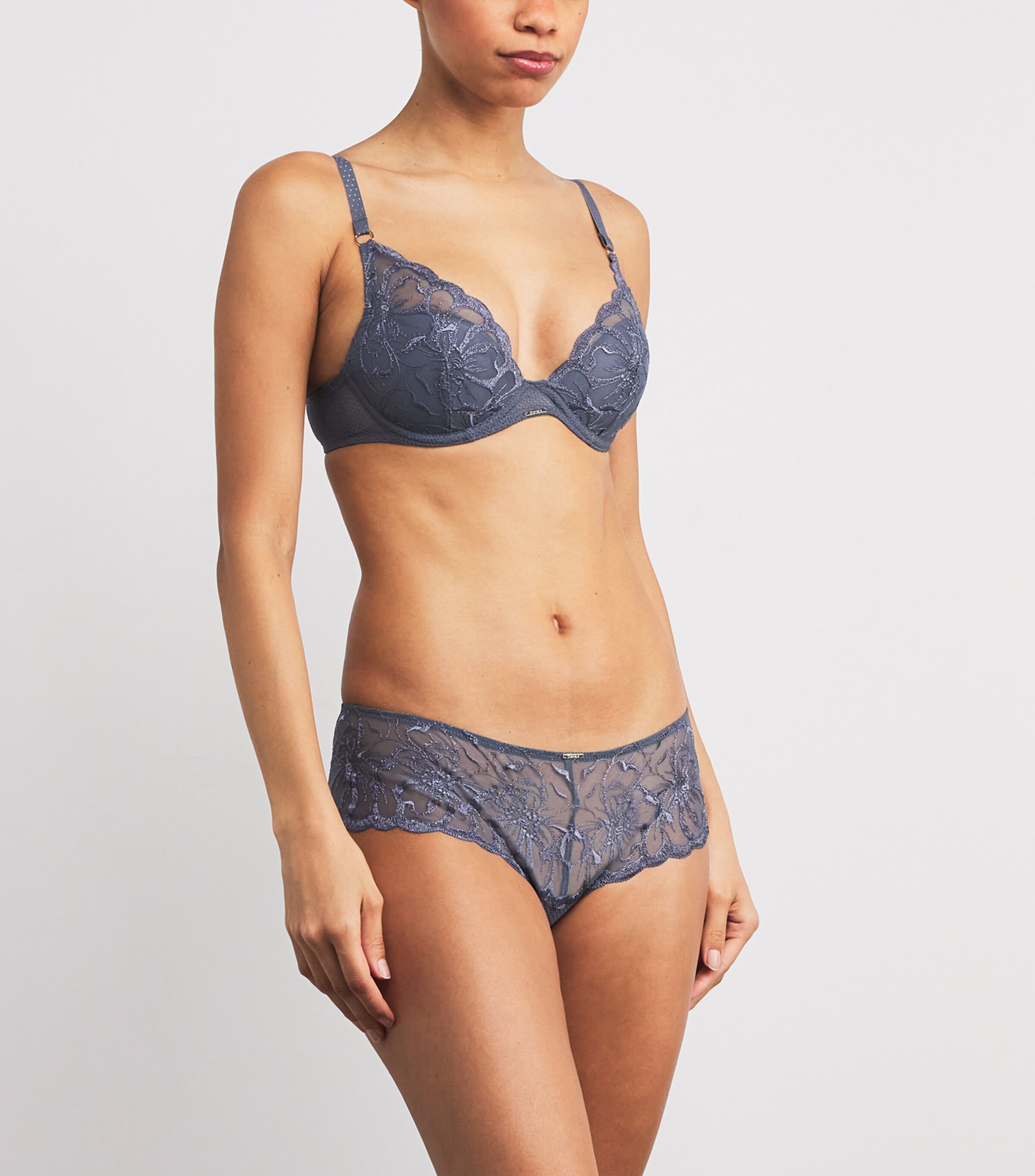 Lace Fleur Plunge T-Shirt Bra D48/FANCY GREY Image 2