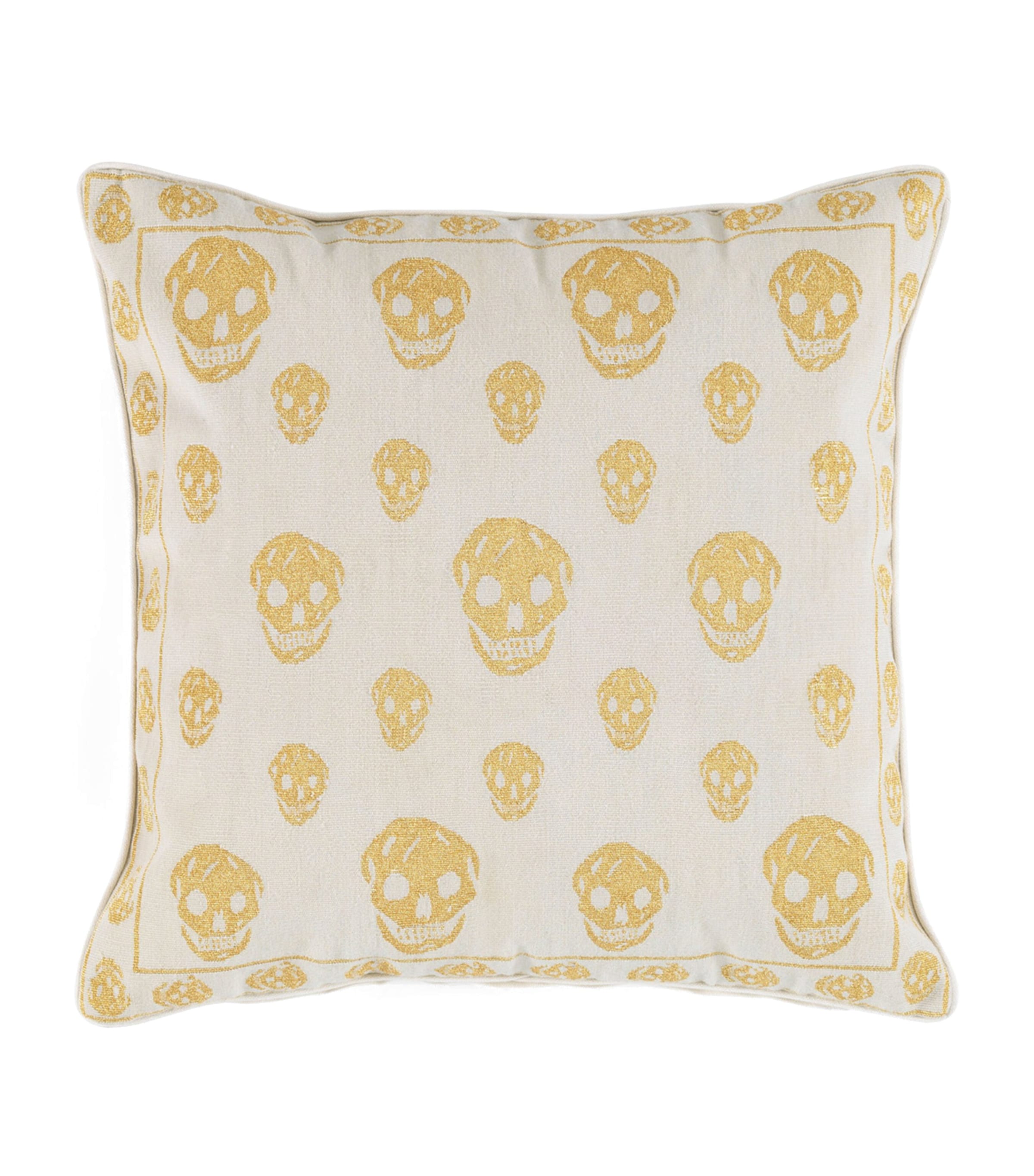 The Rug Company X Alexander Mcqueen Skull Cushion In Gold