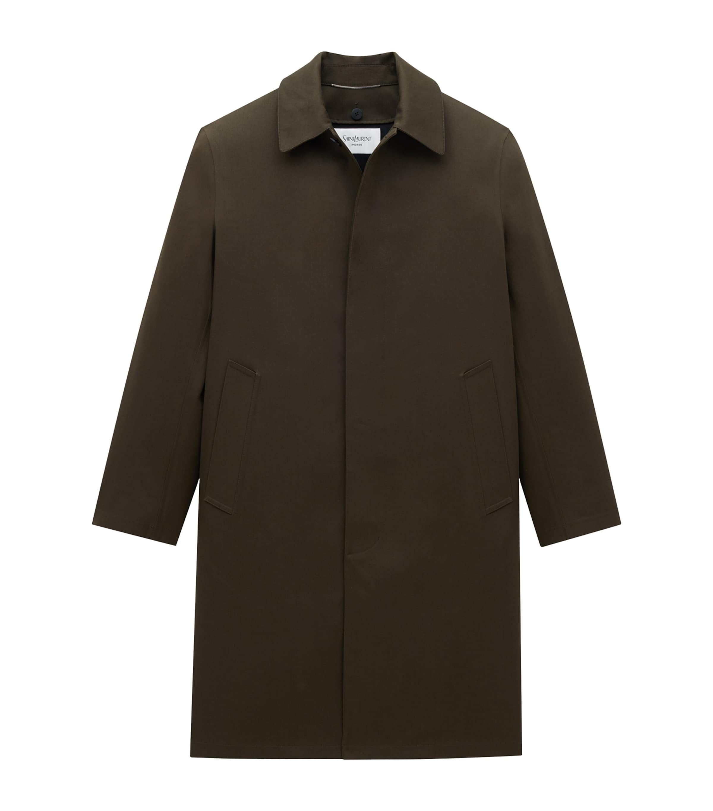 Saint Laurent Canvas Mackintosh Coat In Green