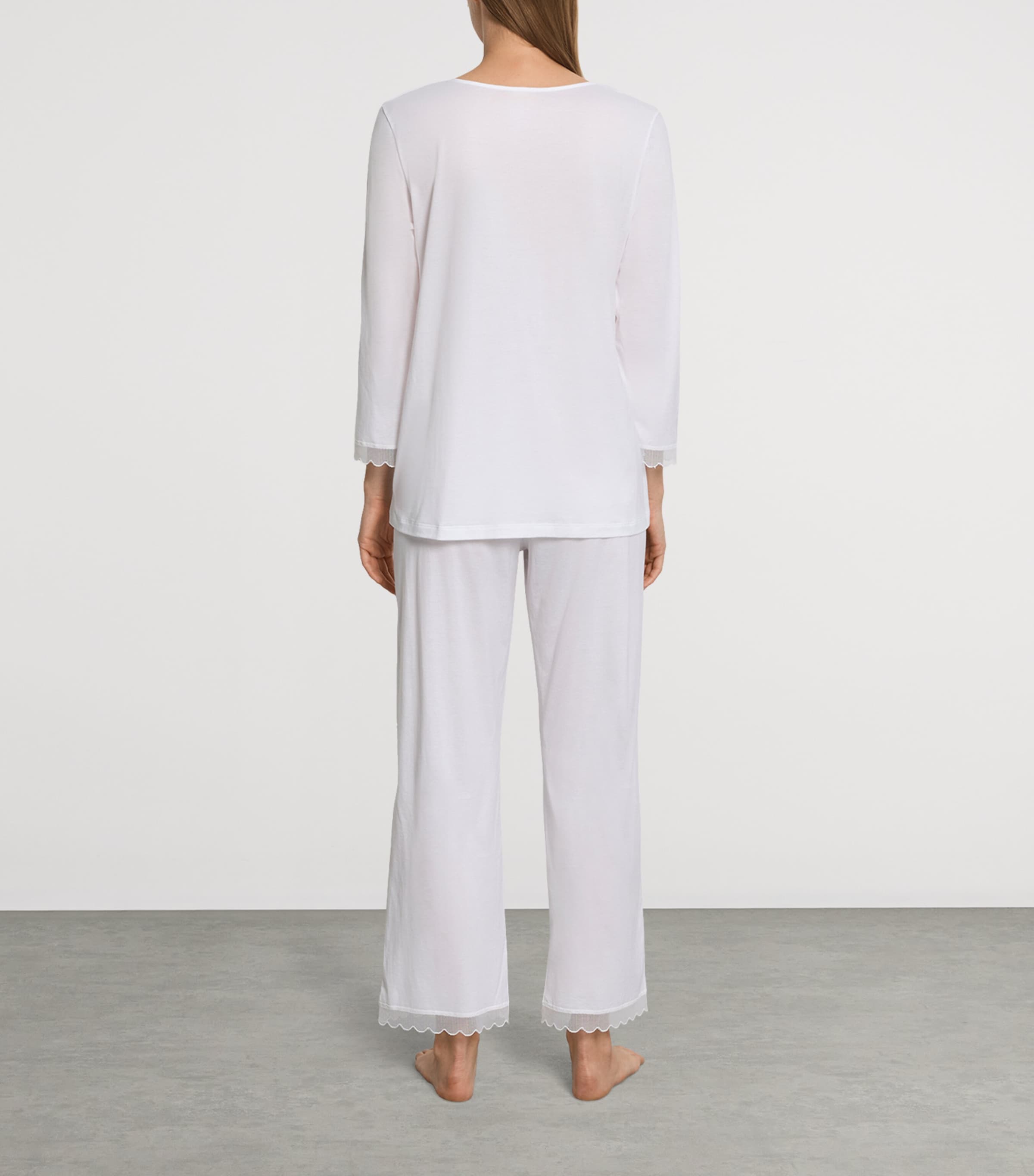 Hanro Womens Pima Cotton Inaya Pyjama Set White Image 3