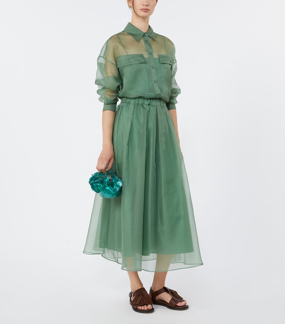 Weekend Max Mara Womens Silk Organza Shirt Green Image 2