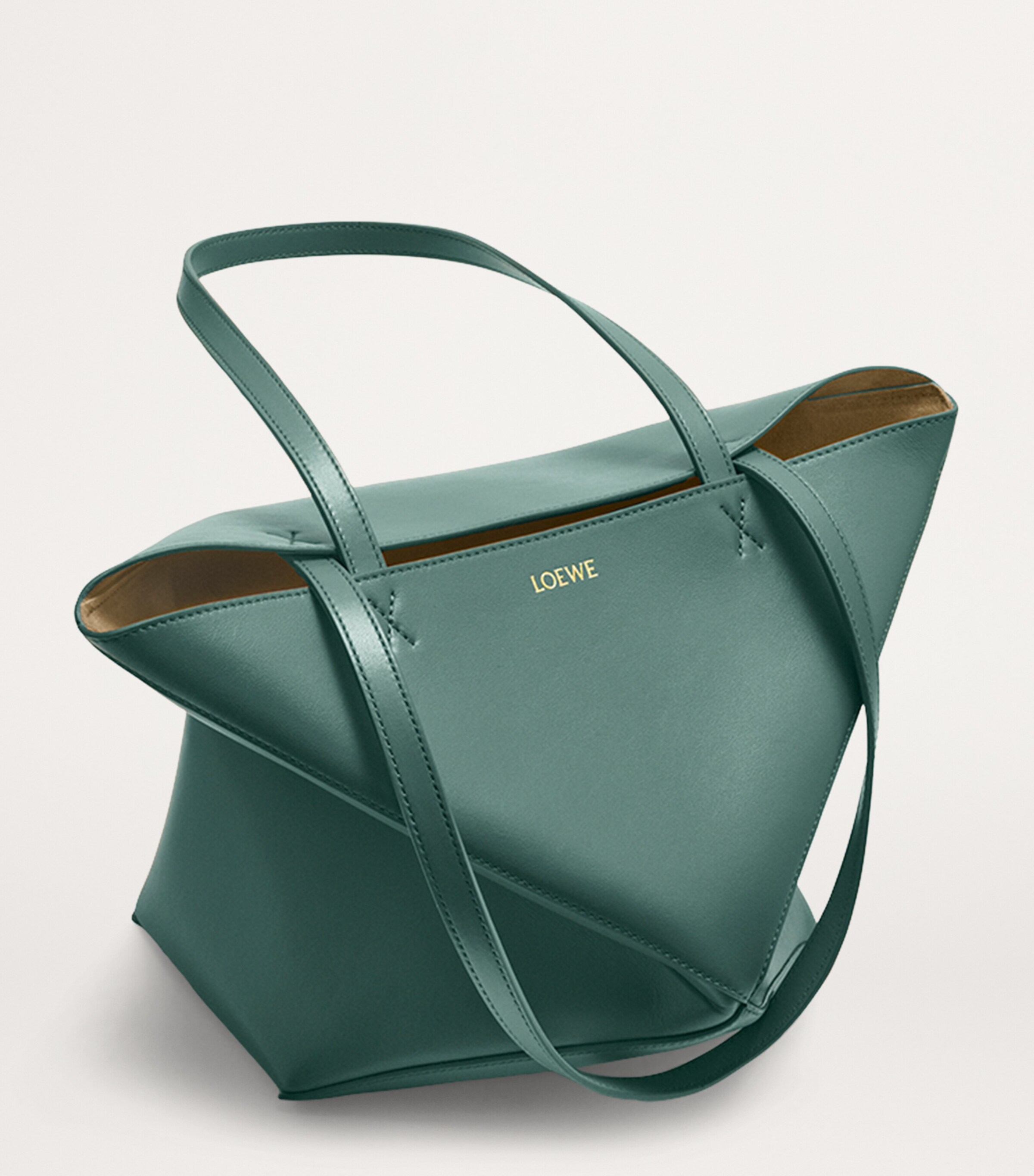 LOEWE Medium Leather Puzzle Fold Tote Bag Vetiver Image 4