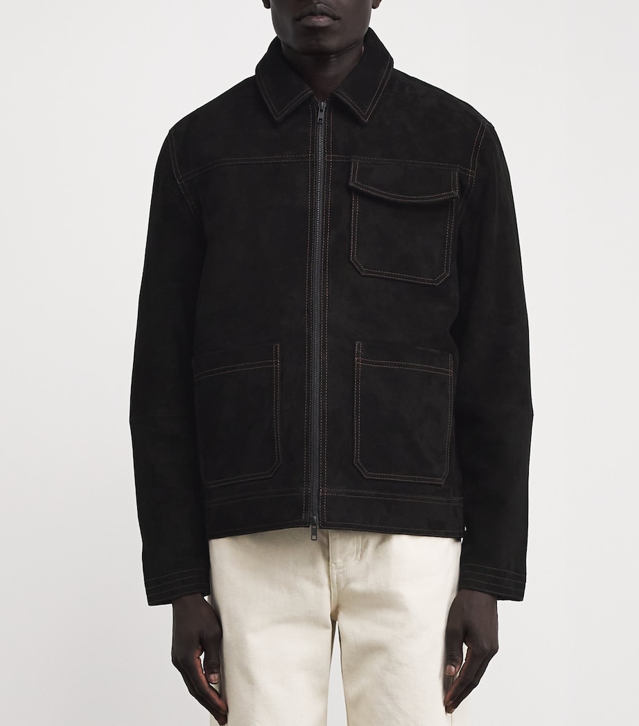 Suede Contrast-Stitch Hardwick Jacket BLACK Image 3
