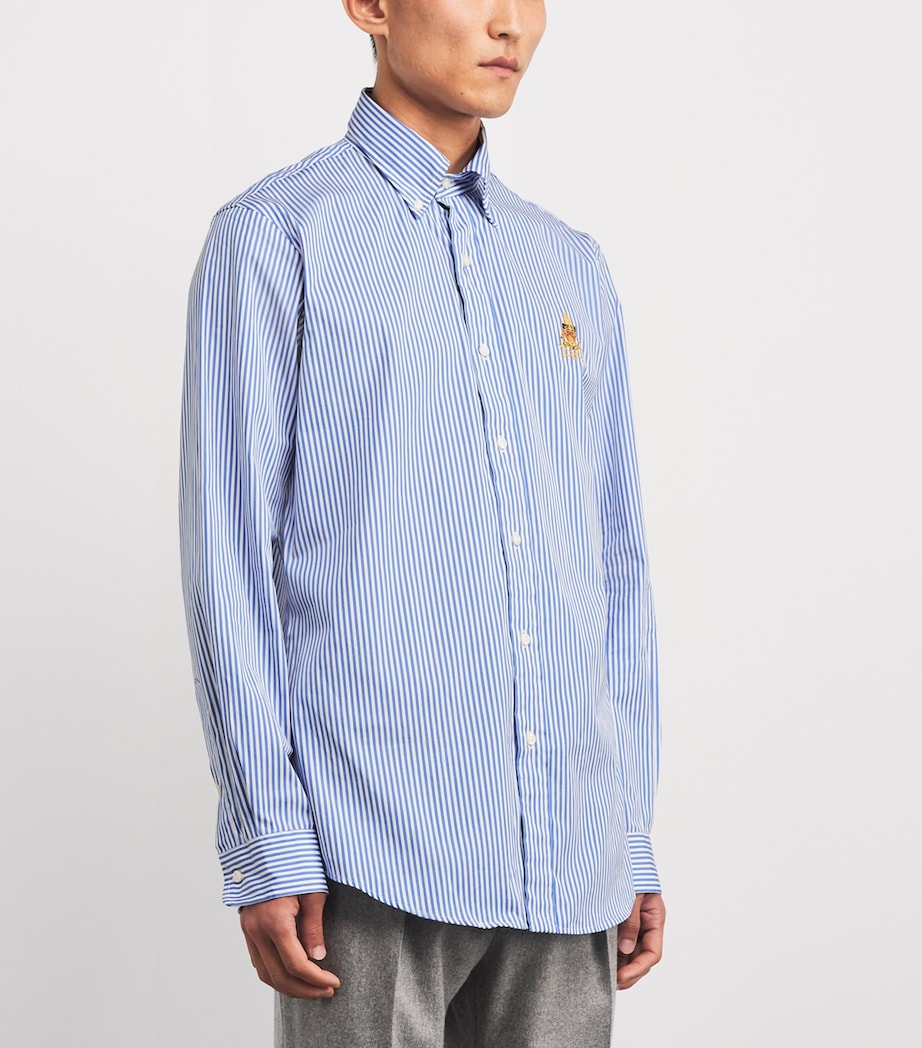 Cotton Poplin Stripe Crest Shirt BLUE Image 3