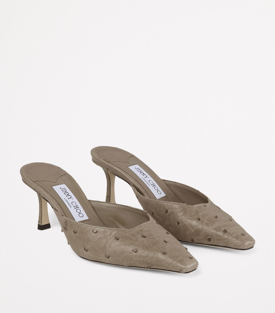 Ostrich Leather Vivi Mules 65 TAUPE Image 5