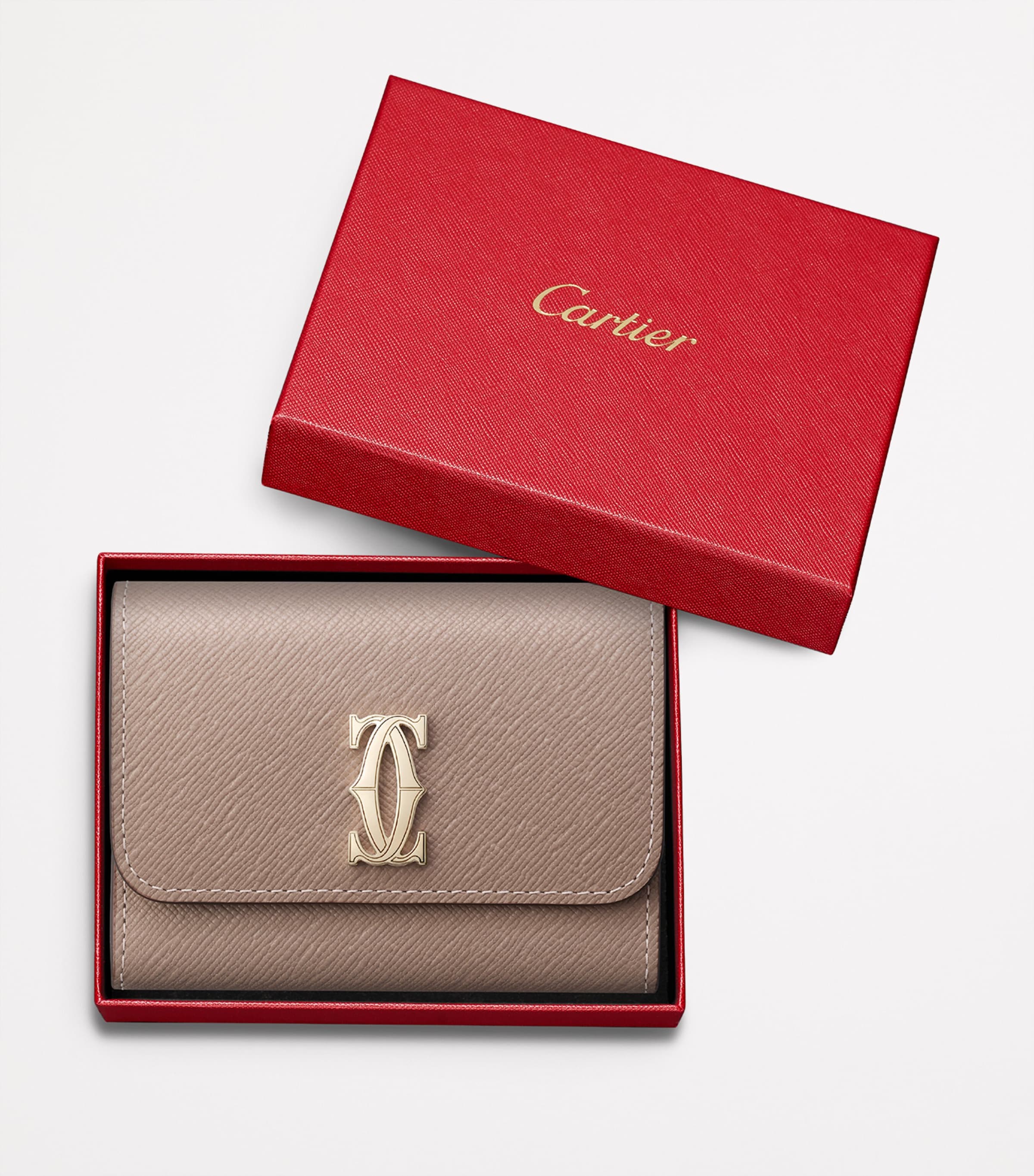 Leather C de Cartier Mini Wallet BEIGE Image 5