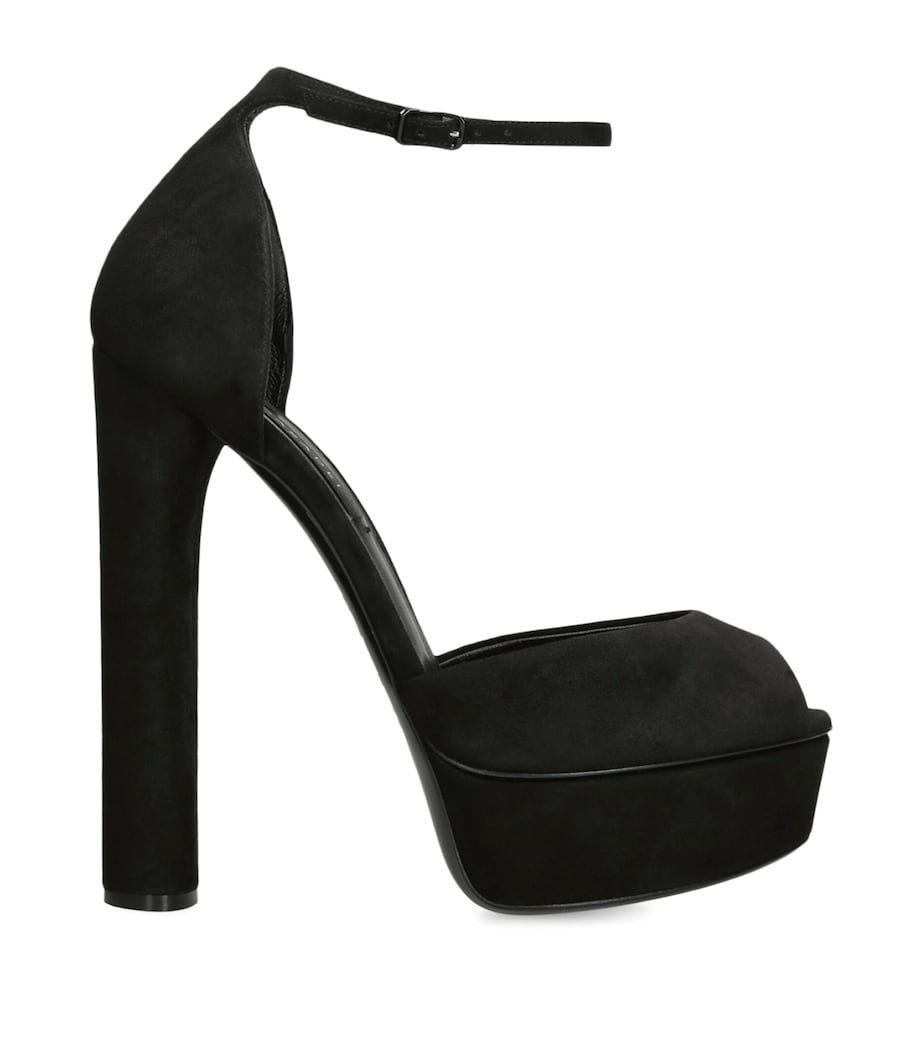 Suede Flora Platform Heels 140 BLACK Image 1