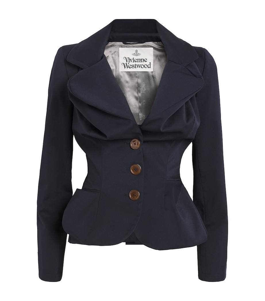 Virgin Wool Asymmetric Drunken Jacket K401 NAVY Image 1