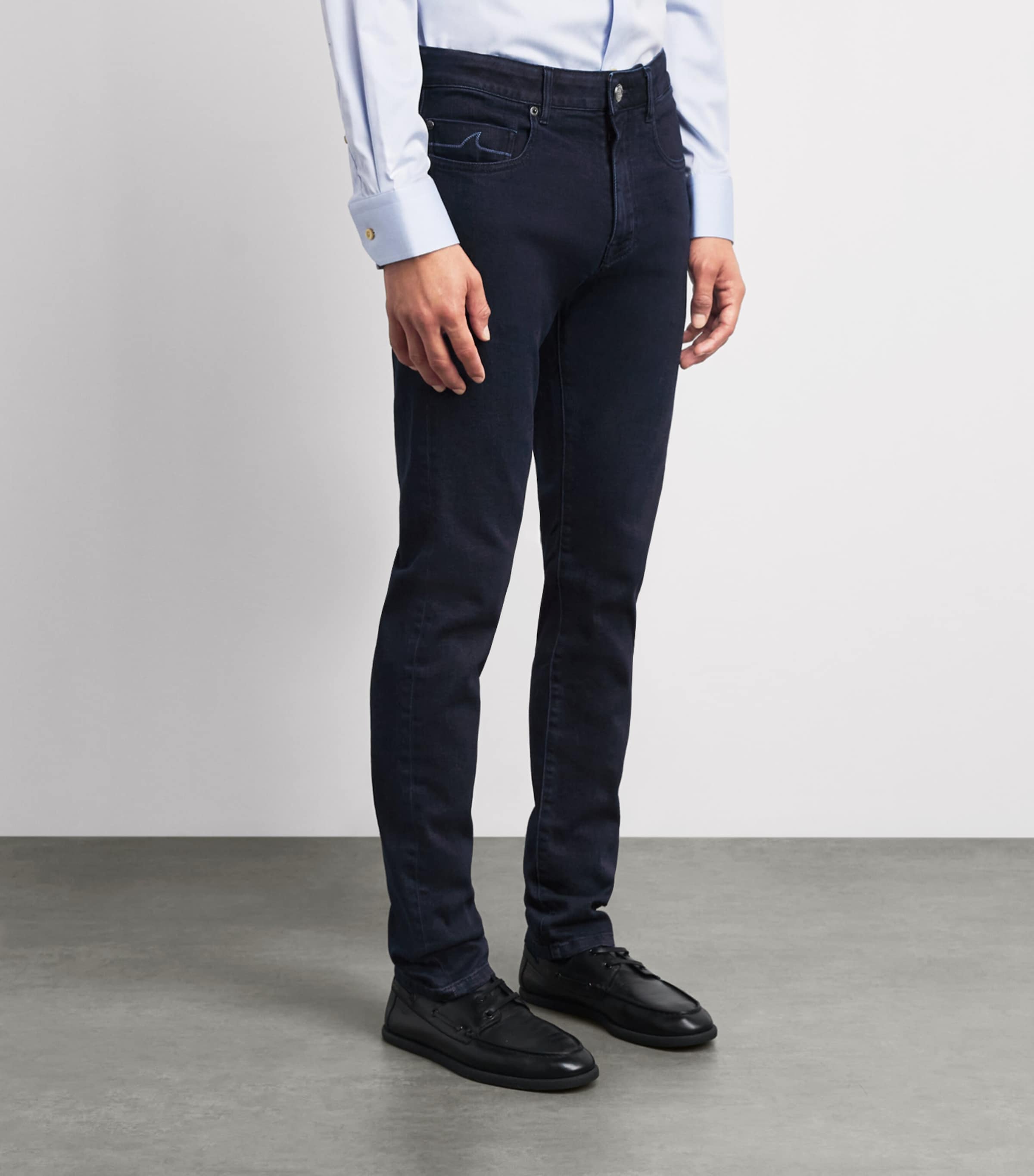 Paul & Shark Mens Overdyed Straight Jeans Blu Scuro Jeans Image 4