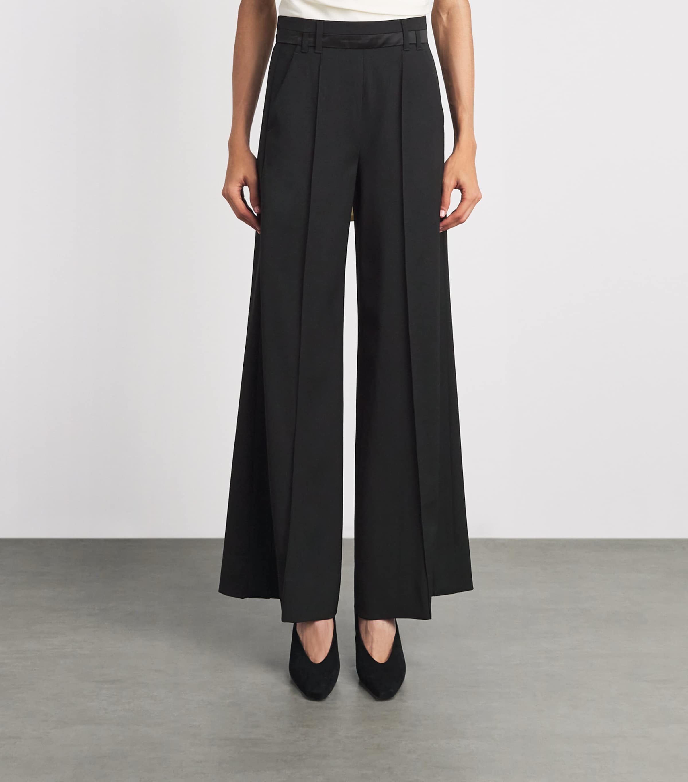 ME+EM Womens Wide-Leg Tux Trouser Black Image 4