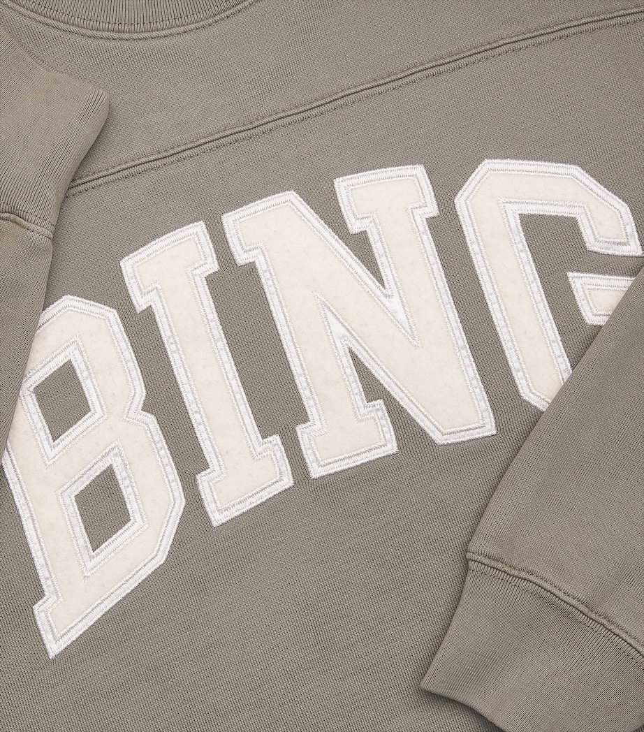 ANINE BING Womens Cotton Trenton Logo Sweatshirt Washed Olive Image 6