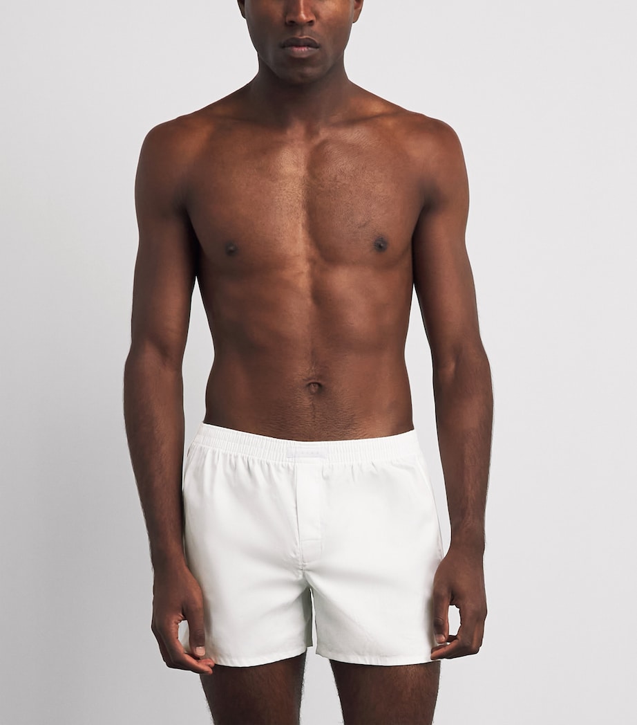 Falke Mens Cotton Woven Boxer Shorts White Image 2