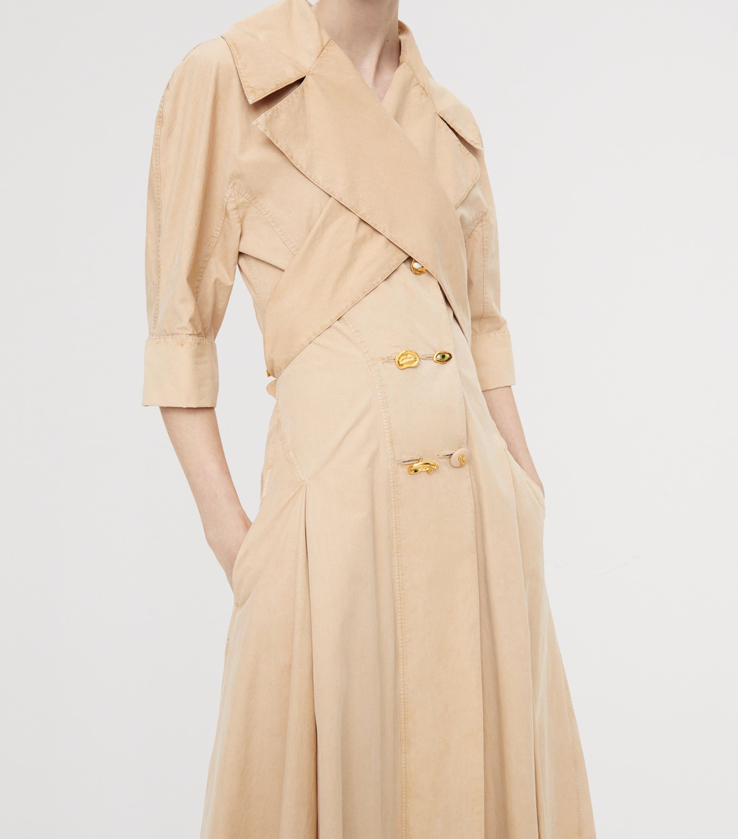 Schiaparelli Womens Crossover Collar Midi Dress Camel Image 3