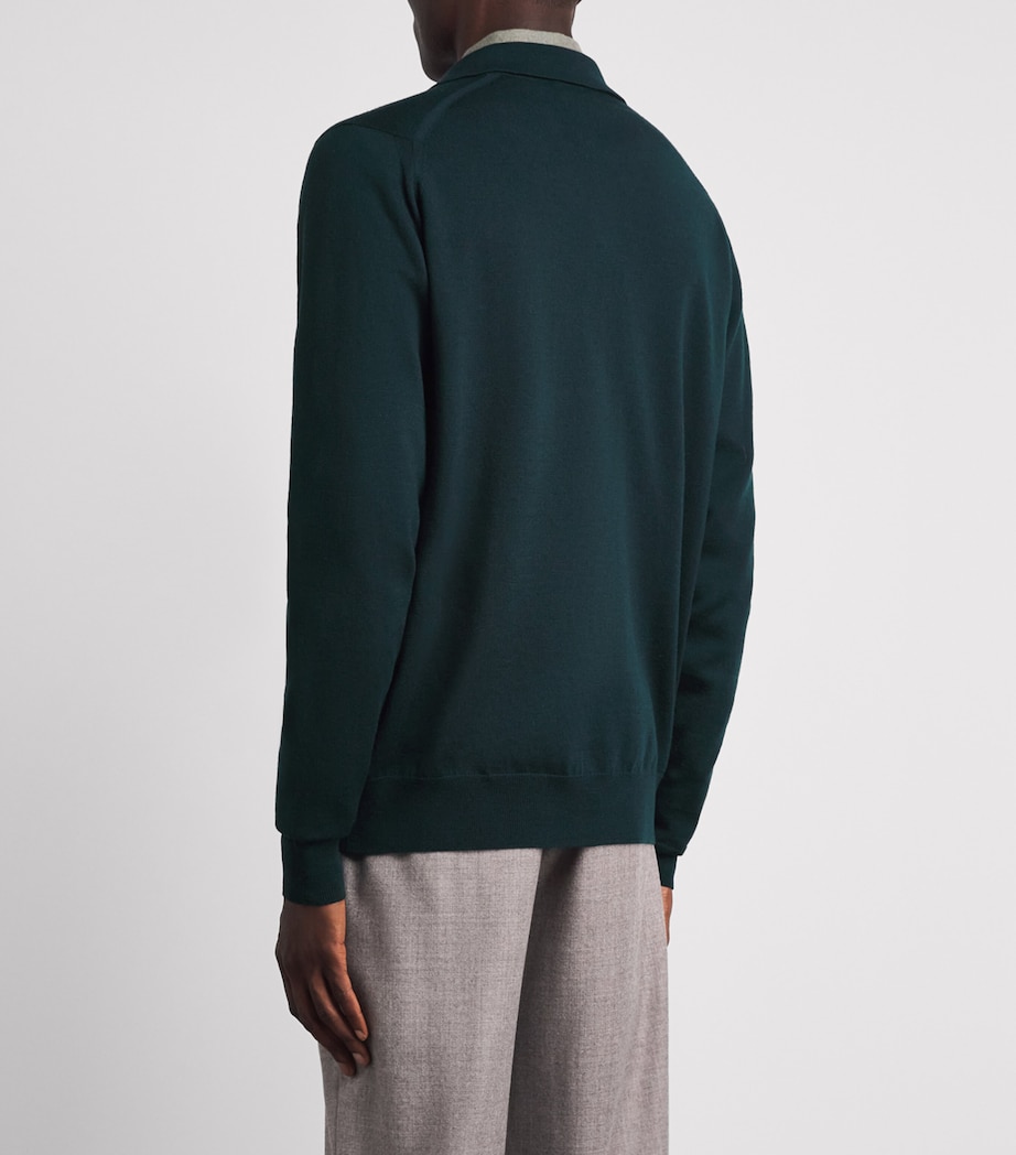 John Smedley Mens Extra Fine Merino Wool Tibor Shirt Richardson Green Image 5