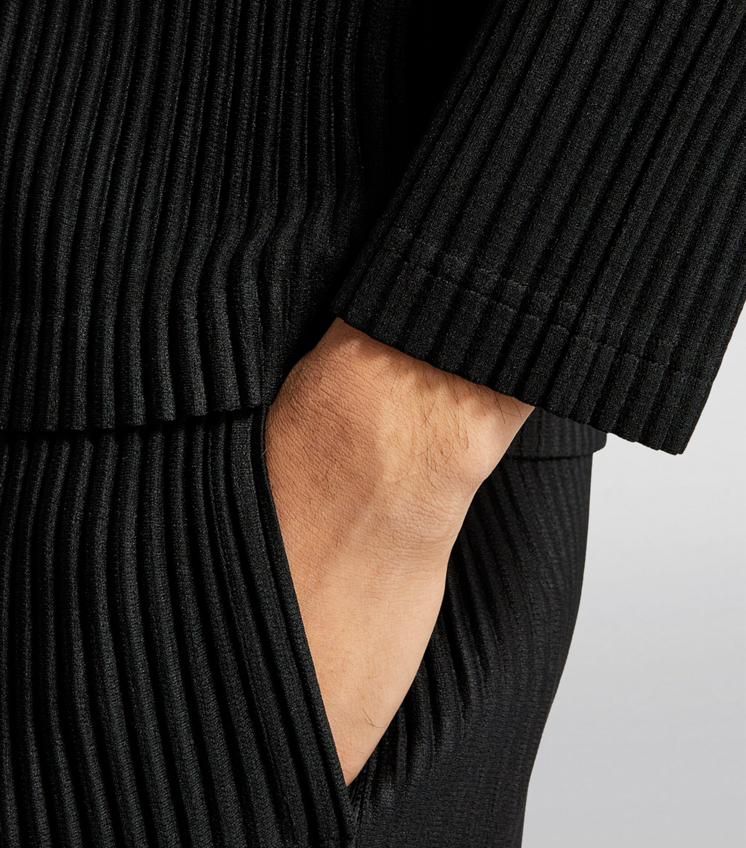 Homme Plissé Issey Miyake Mens Pleated Long-Sleeved Top Black Image 6