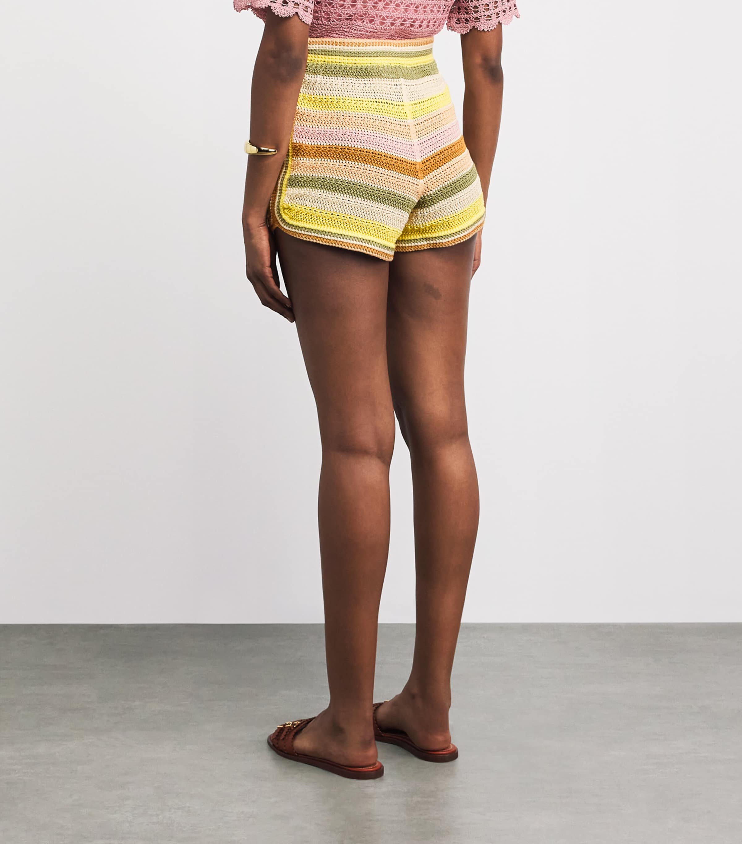 Zimmermann Womens Cotton Crochet Stripe Indra Shorts Image 5
