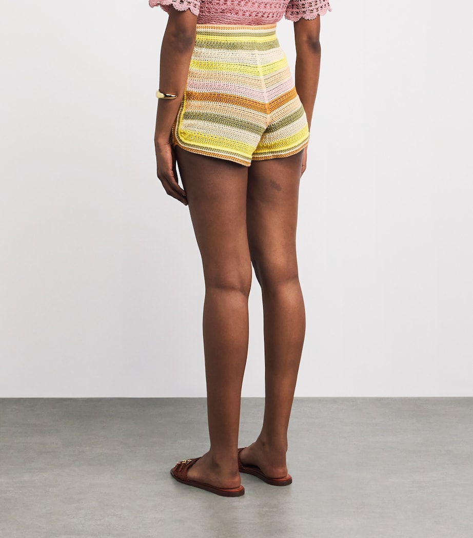 Zimmermann Womens Cotton Crochet Stripe Indra Shorts Image 5