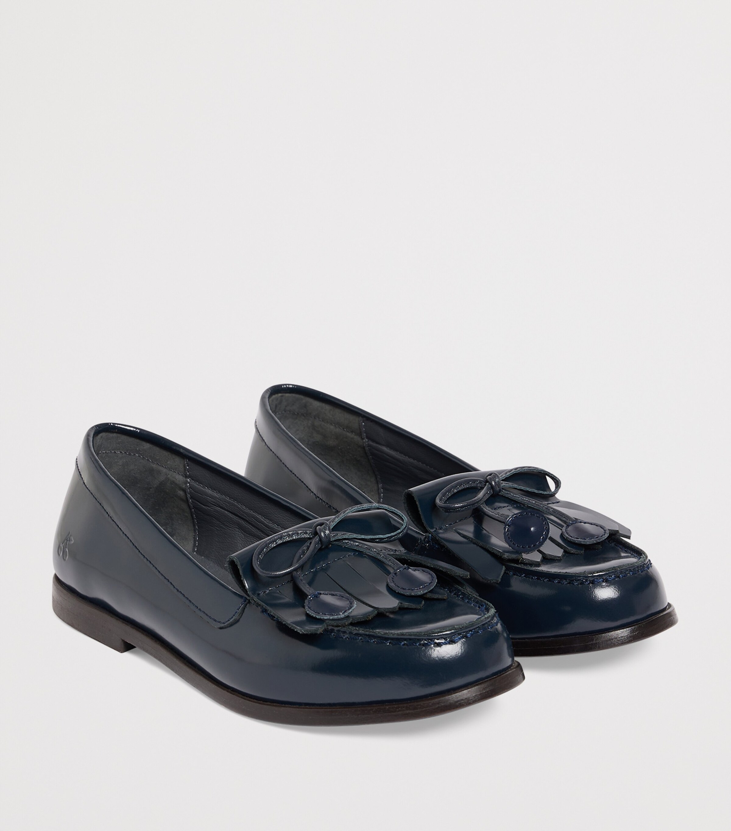 Leather Fringed Jazz Loafers MARINE Image 2