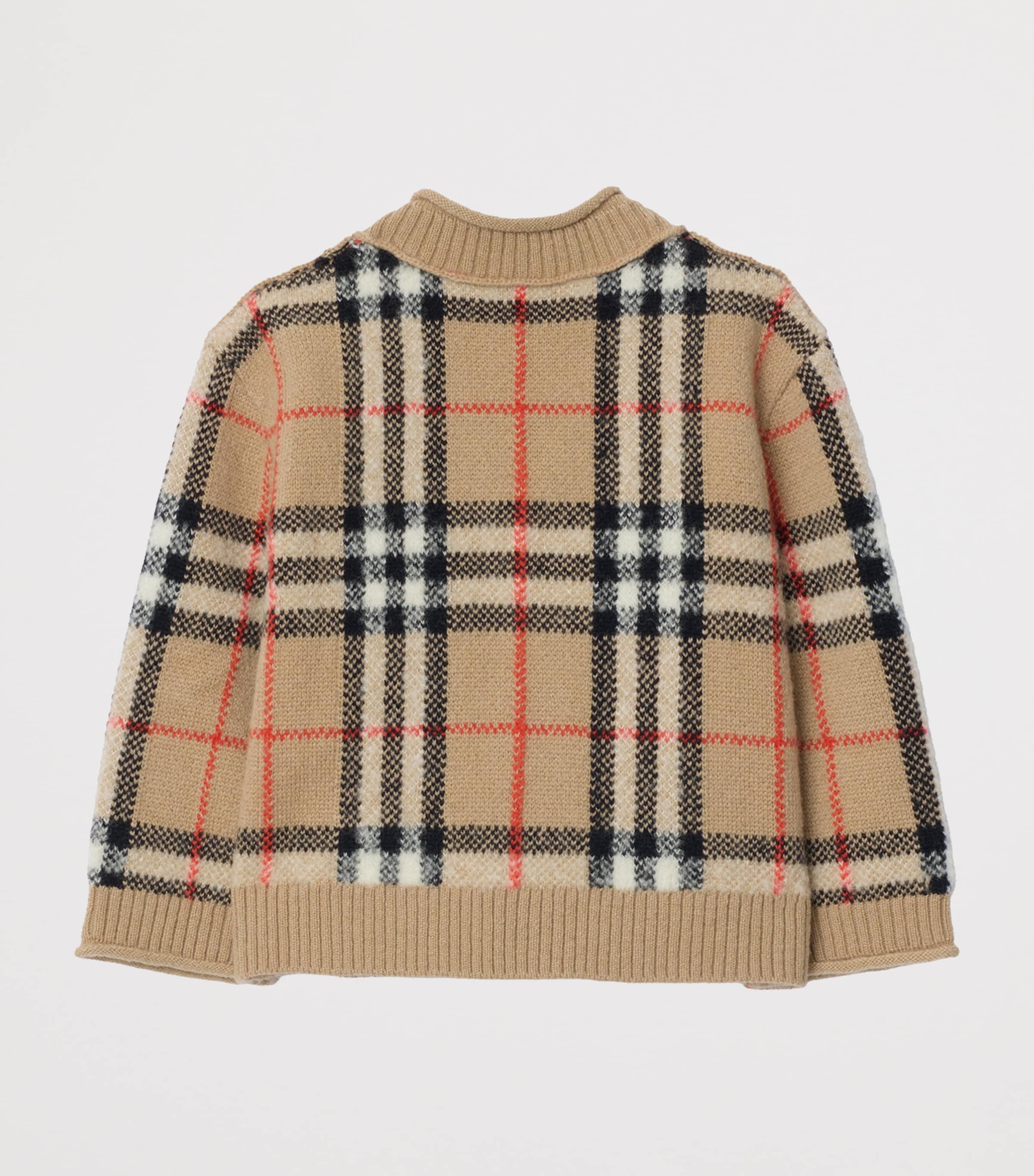 Wool-Cashmere Check Cardigan SAND IP CHECK Image 2