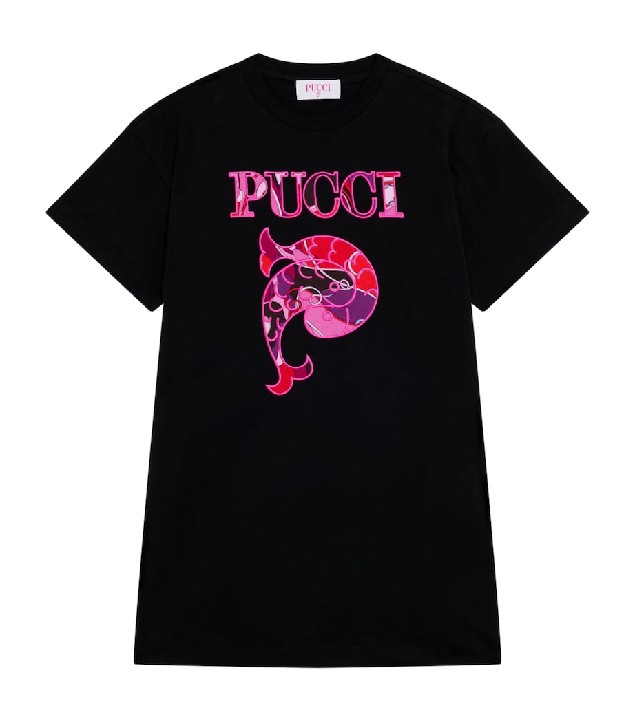 Cotton Pucci Fish T-Shirt Dress (4-14 Years) 930BLACK Image 1