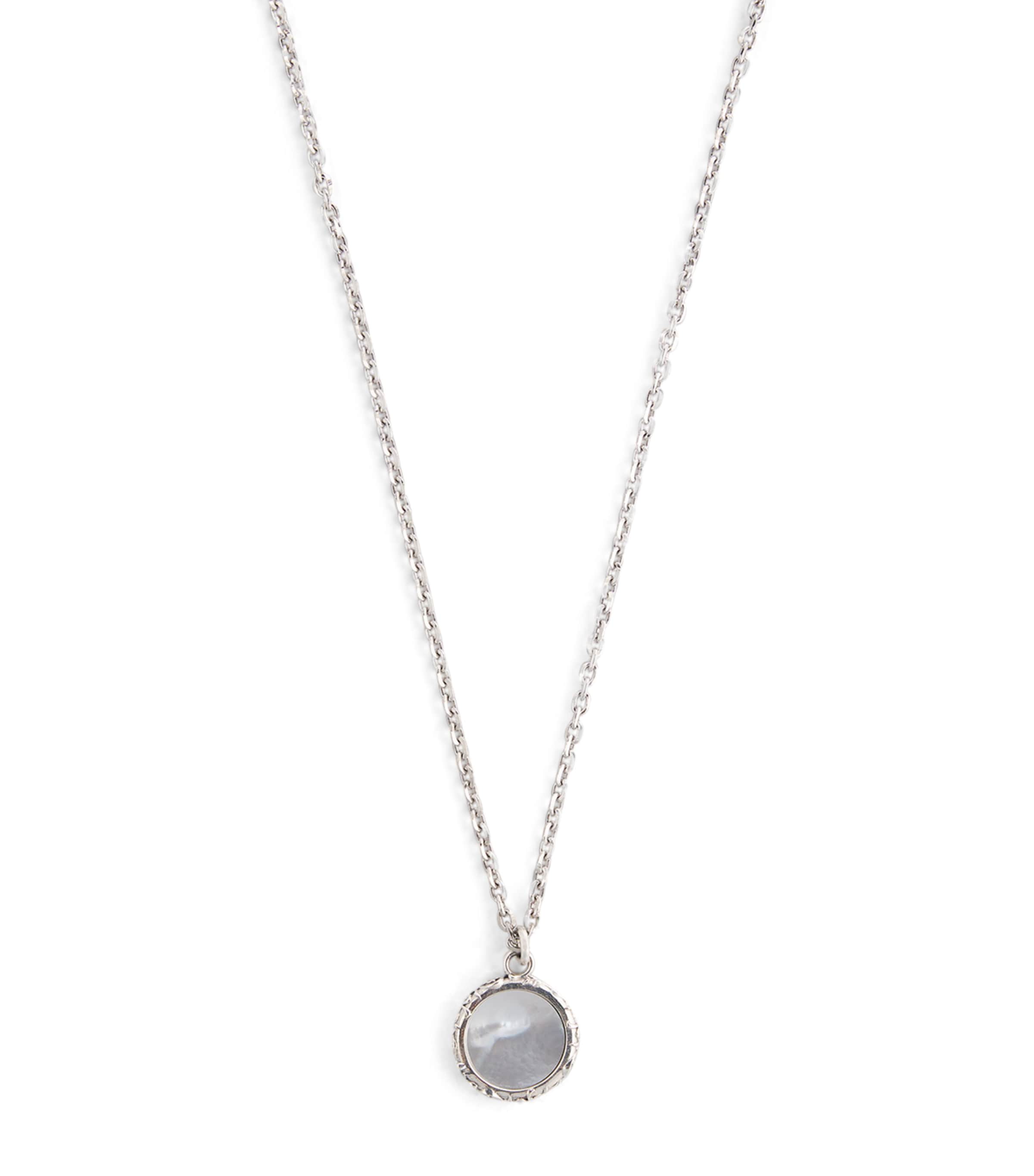 Emanuele Bicocchi Sterling Silver And Mother-of-pearl Flourish Amulet Necklace In Silver