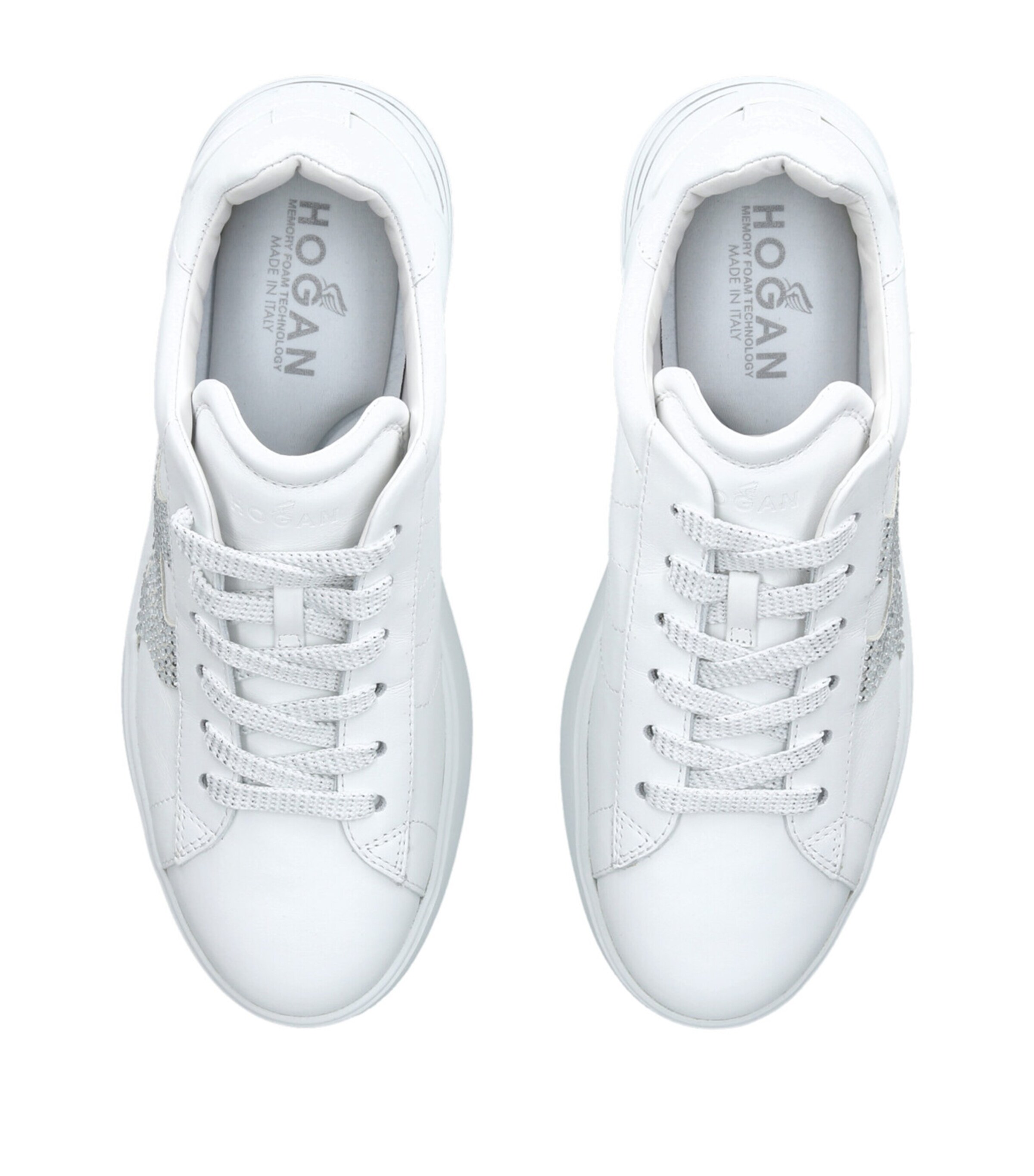 Hogan Leather Rebel Crystal-Embellished Sneakers White Image 4