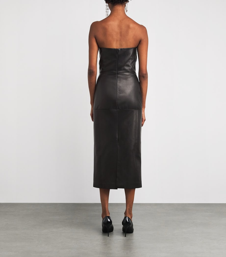 Leather Bustier Midi Dress BLACK Image 3
