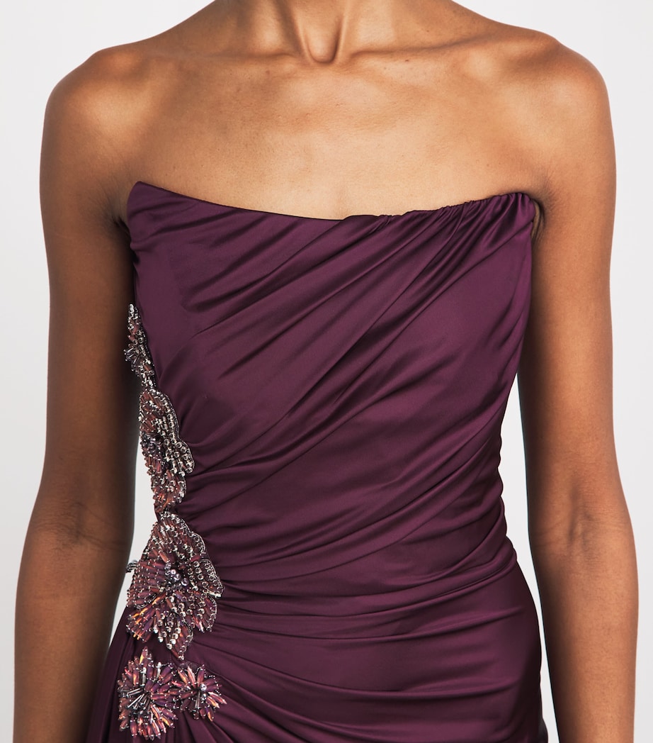Costarellos Womens Embellished Lorinne Gown Sangria Brnz Crystls Image 3