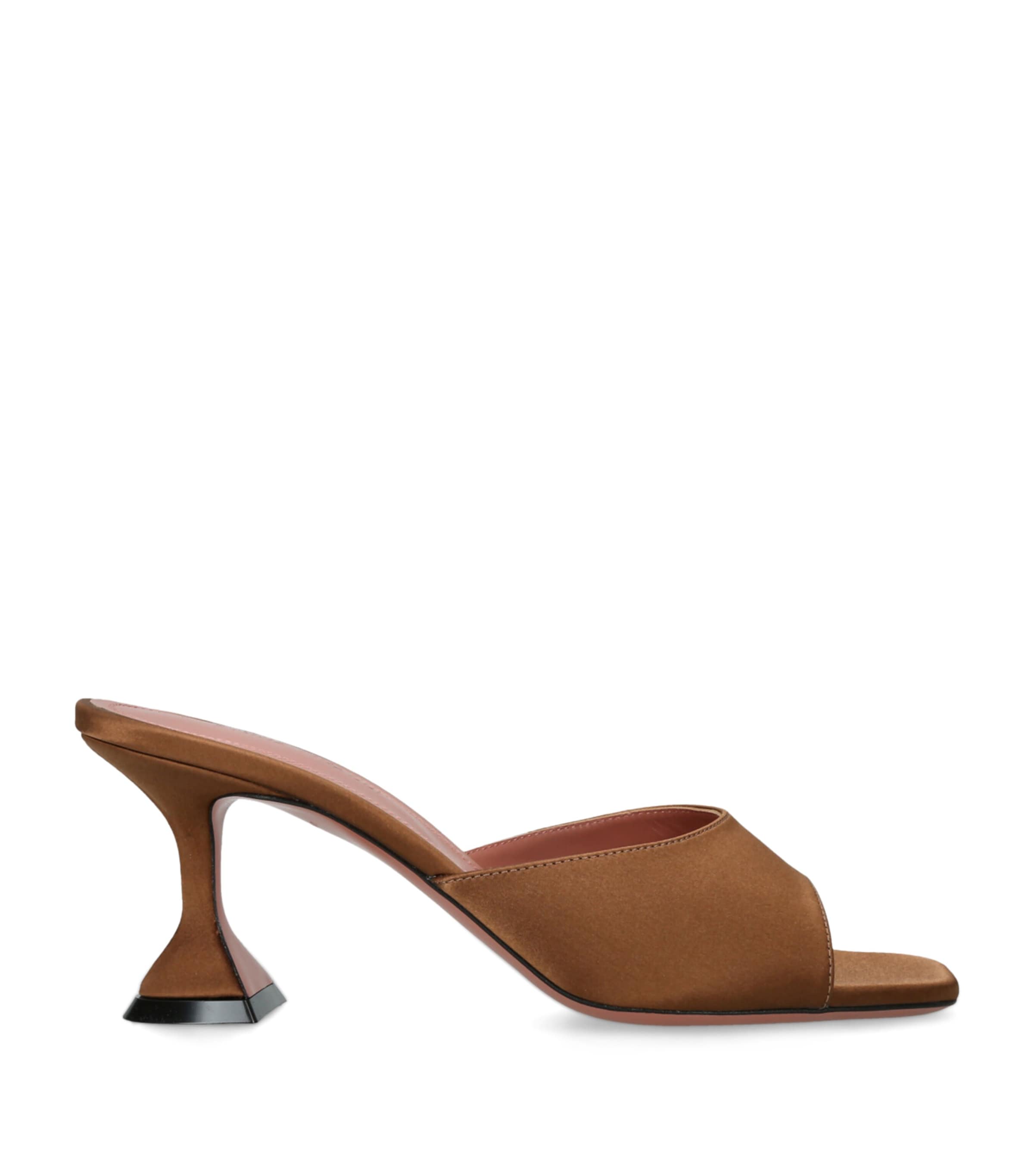 Amina Muaddi Satin Lupita Heeled Mules 70 Brown Image 1