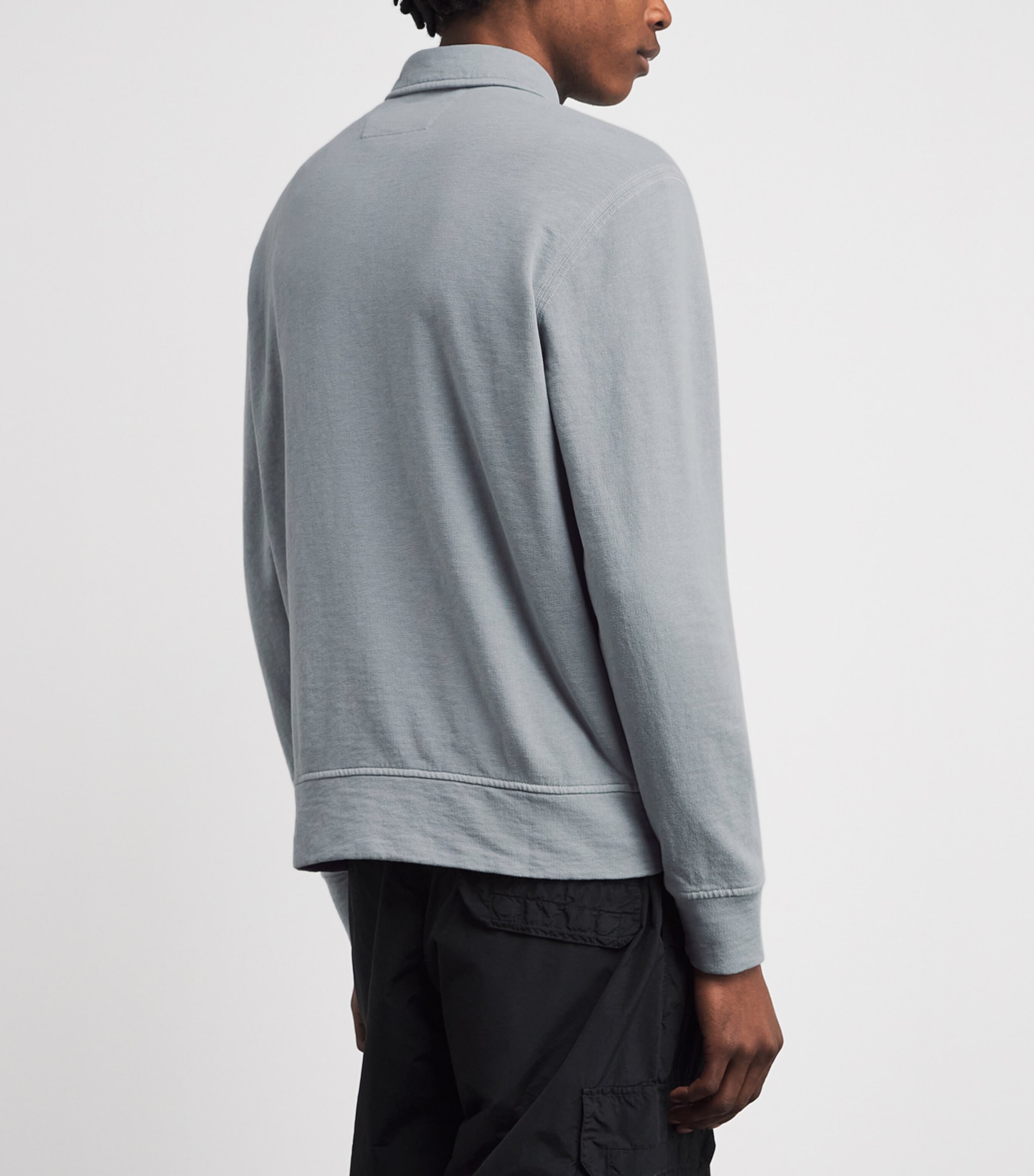 C.P. Company Mens Cotton Malfilè Quarter-Zip Sweatshirt Silver Blue Image 5