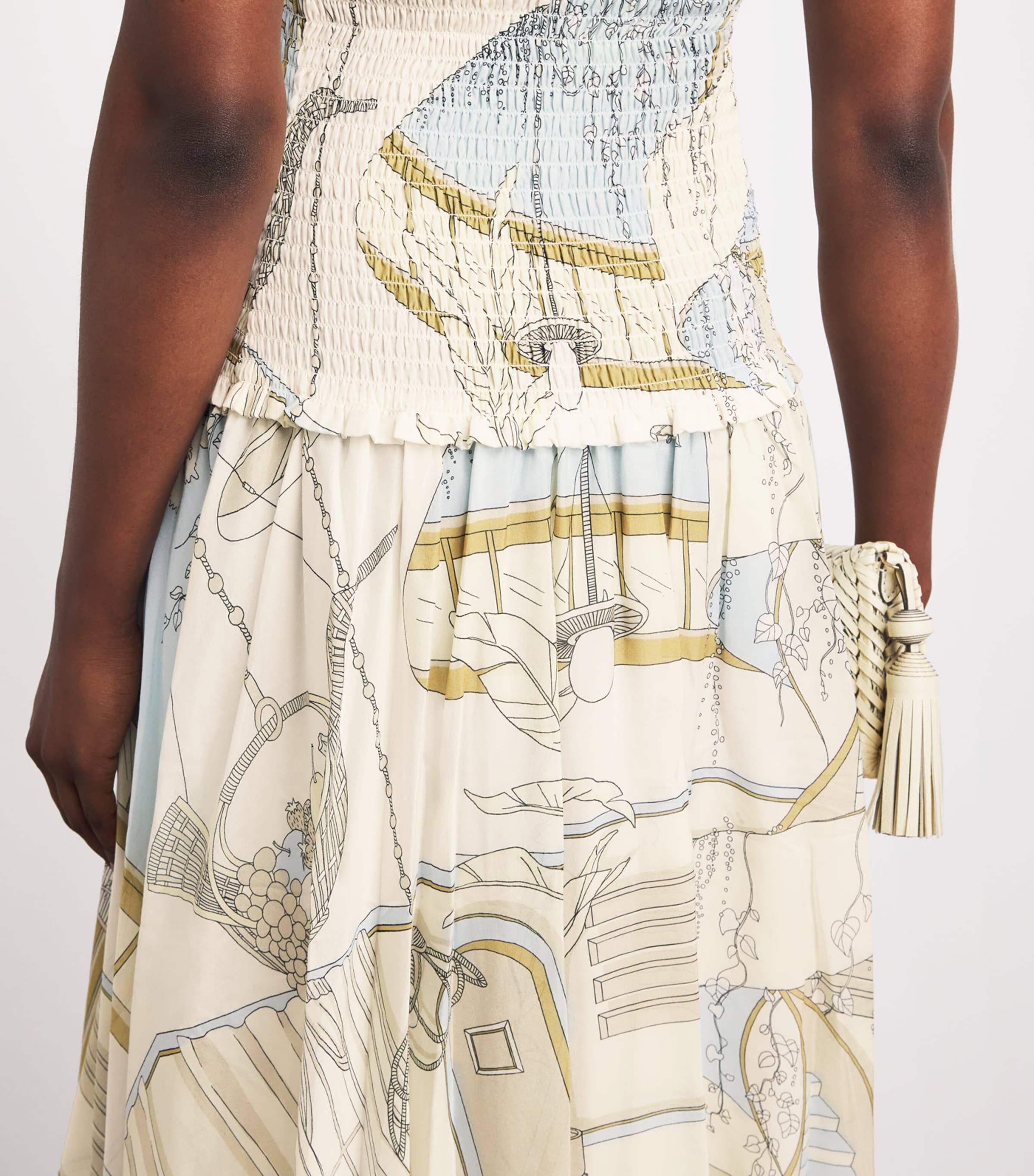 Tory Burch Womens Silk-Cotton Print Midi Dress The Pool Beige Image 5