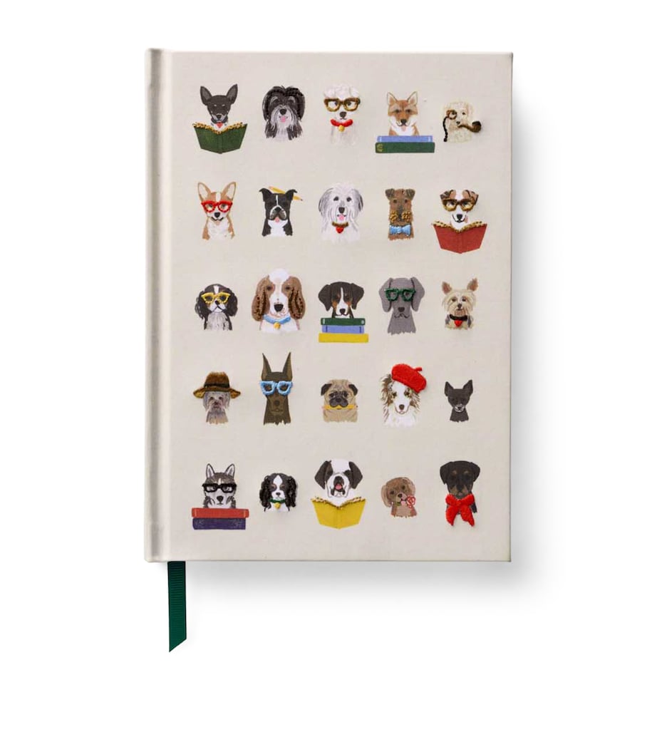 Embroidered Studious Dogs Journal MULTI Image 1