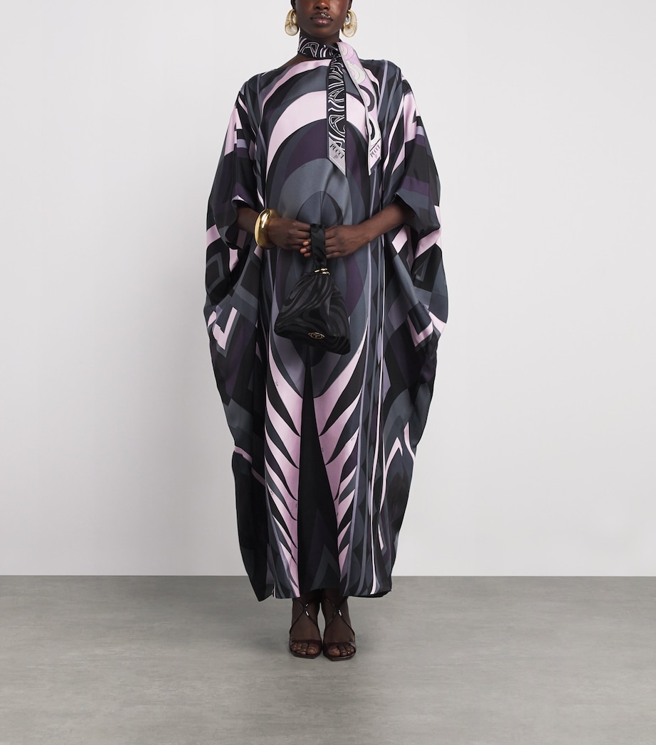 Silk Kaftan Maxi Dress 036/BLACK PINK Image 2
