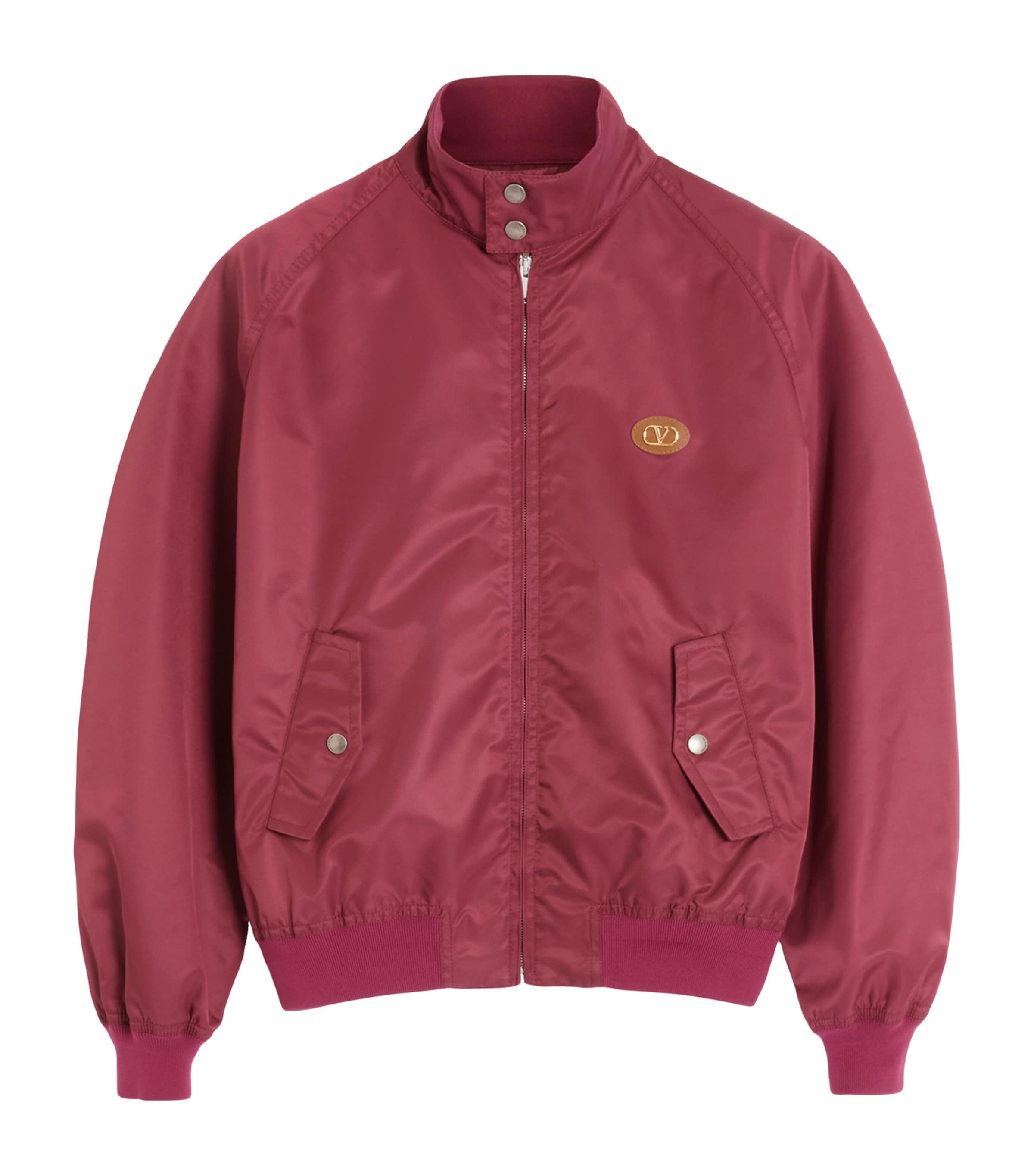 Valentino Ribbed Trim Jacket Featuring Vlogo Patch In Red