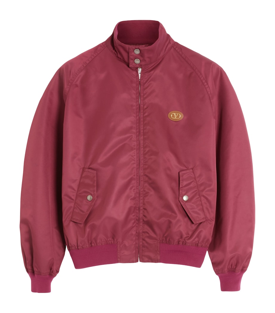 Valentino Garavani Mens Satin-Effect VLogo Bomber Jacket Image 1