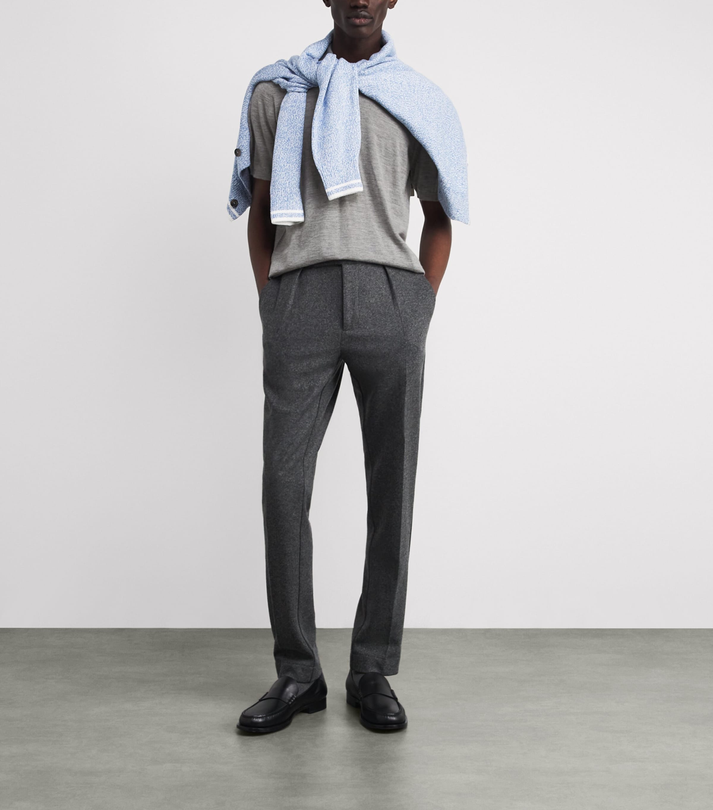 Superfine Cashmere Fin Polo Shirt HA4253 CULLEN GREY Image 2