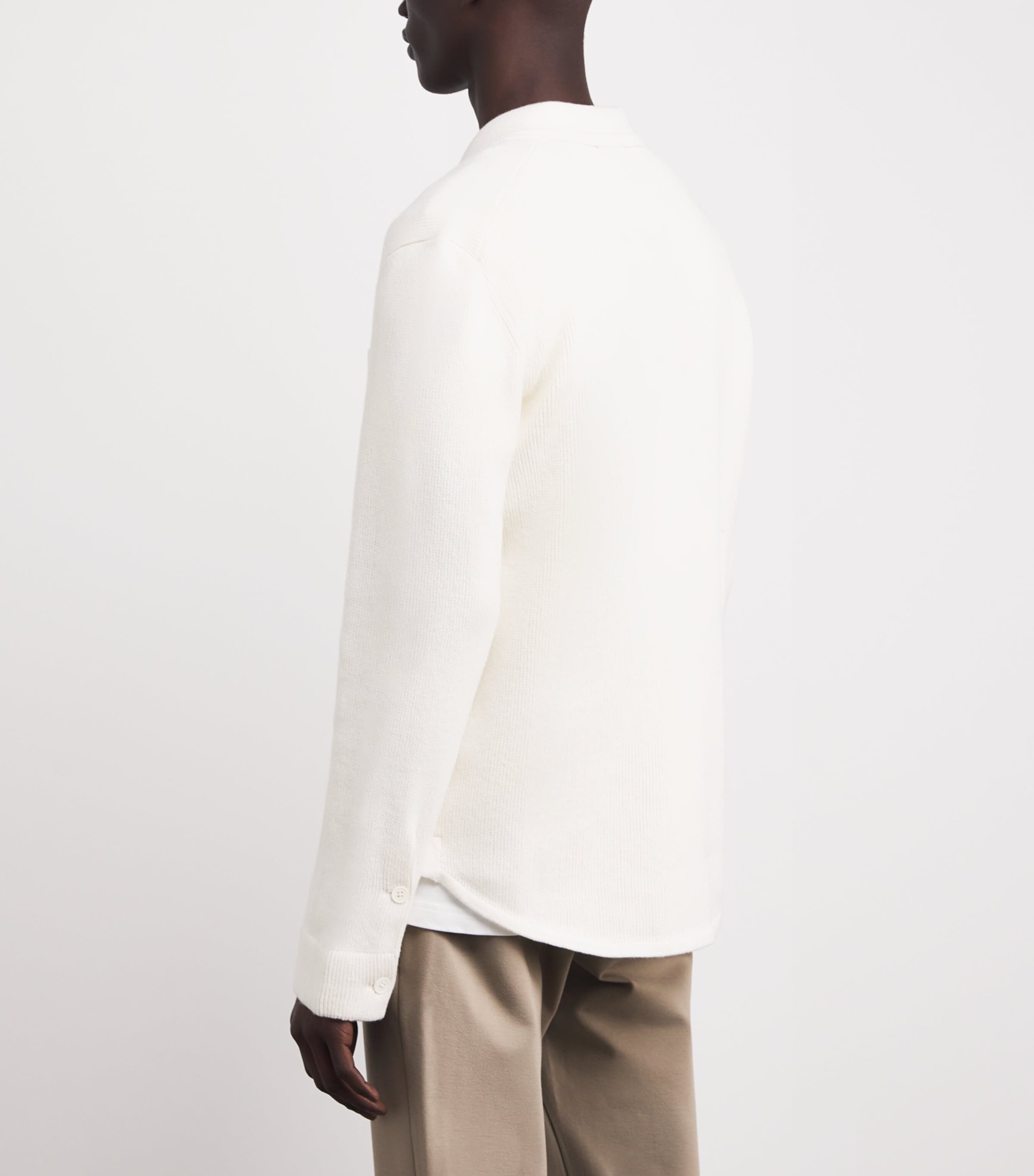 PAIGE Mens Cotton-Wool Mason Cardigan Cream Tusk Image 5
