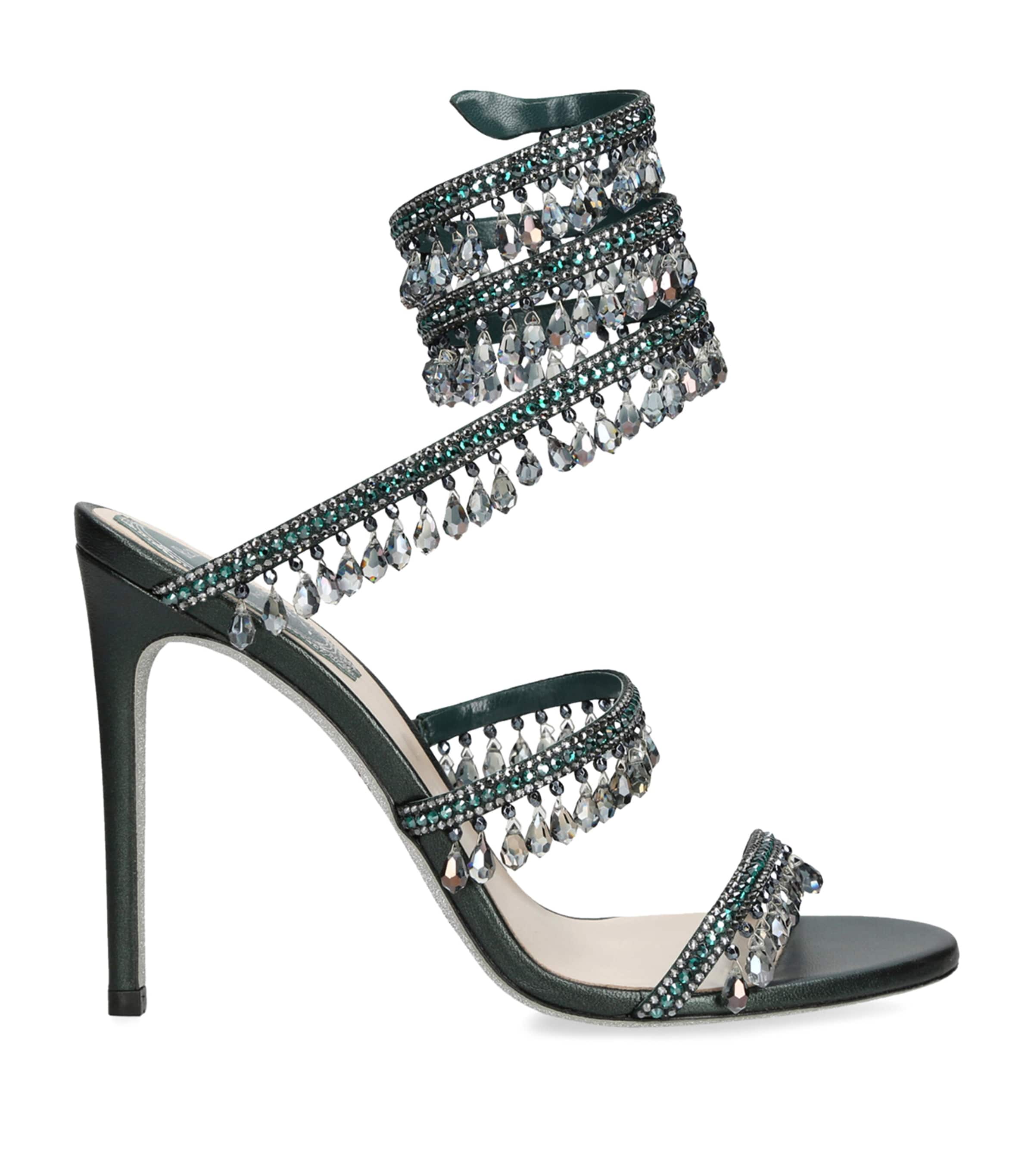 René Caovilla Embellished Chandelier Sandals 105 In Green