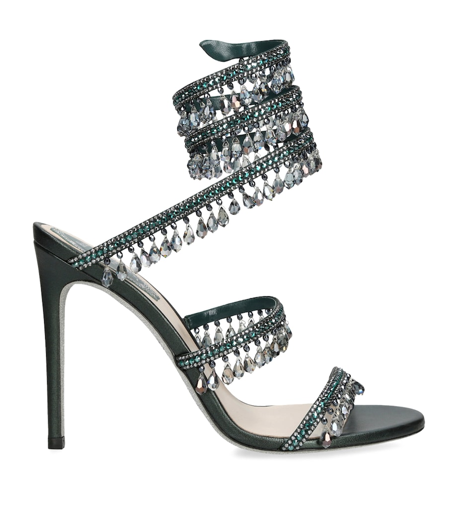 René Caovilla Embellished Chandelier Sandals 105 Teal Image 1